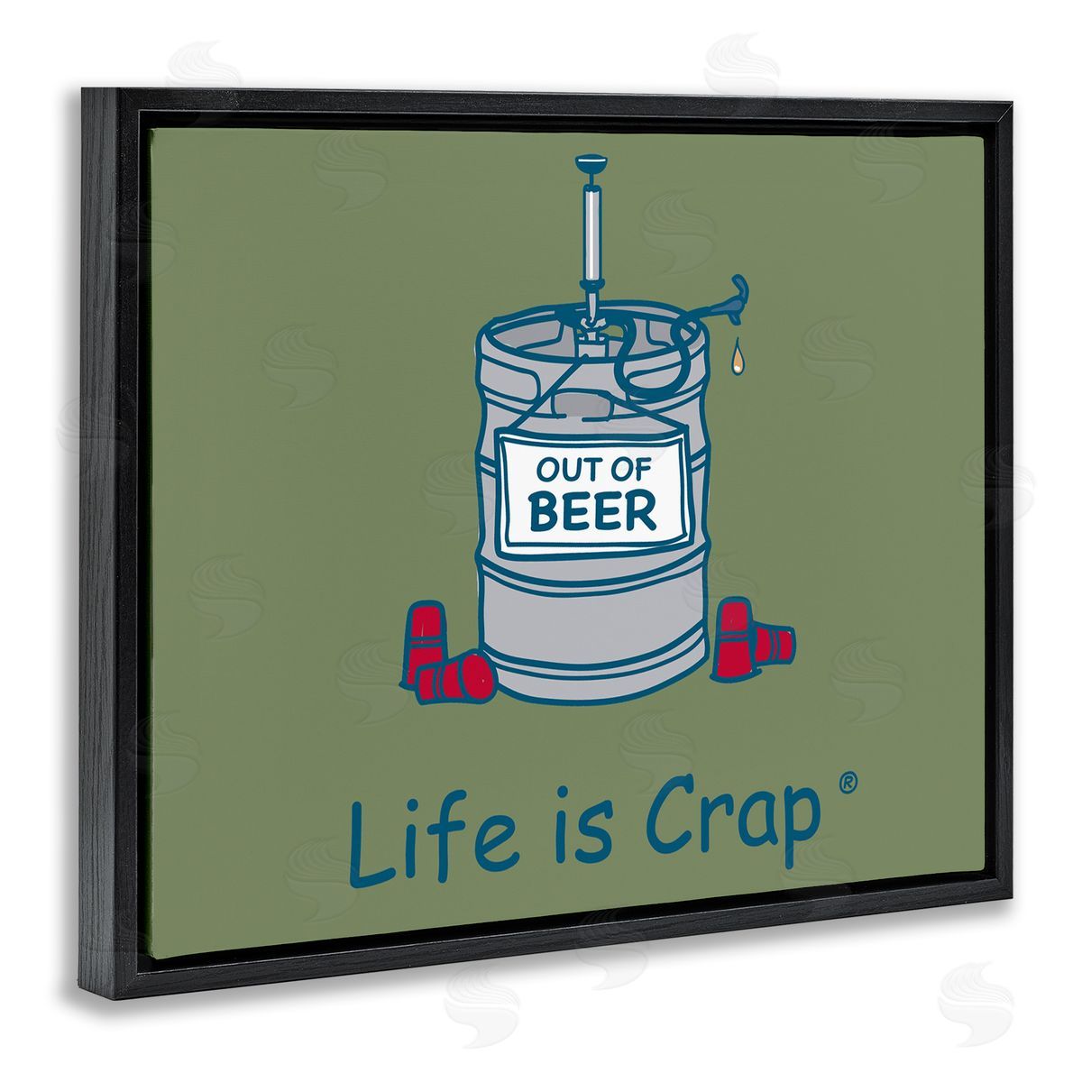 LIC Funny Empty Beer Keg Black Floating Frame Canvas Wall Art Print