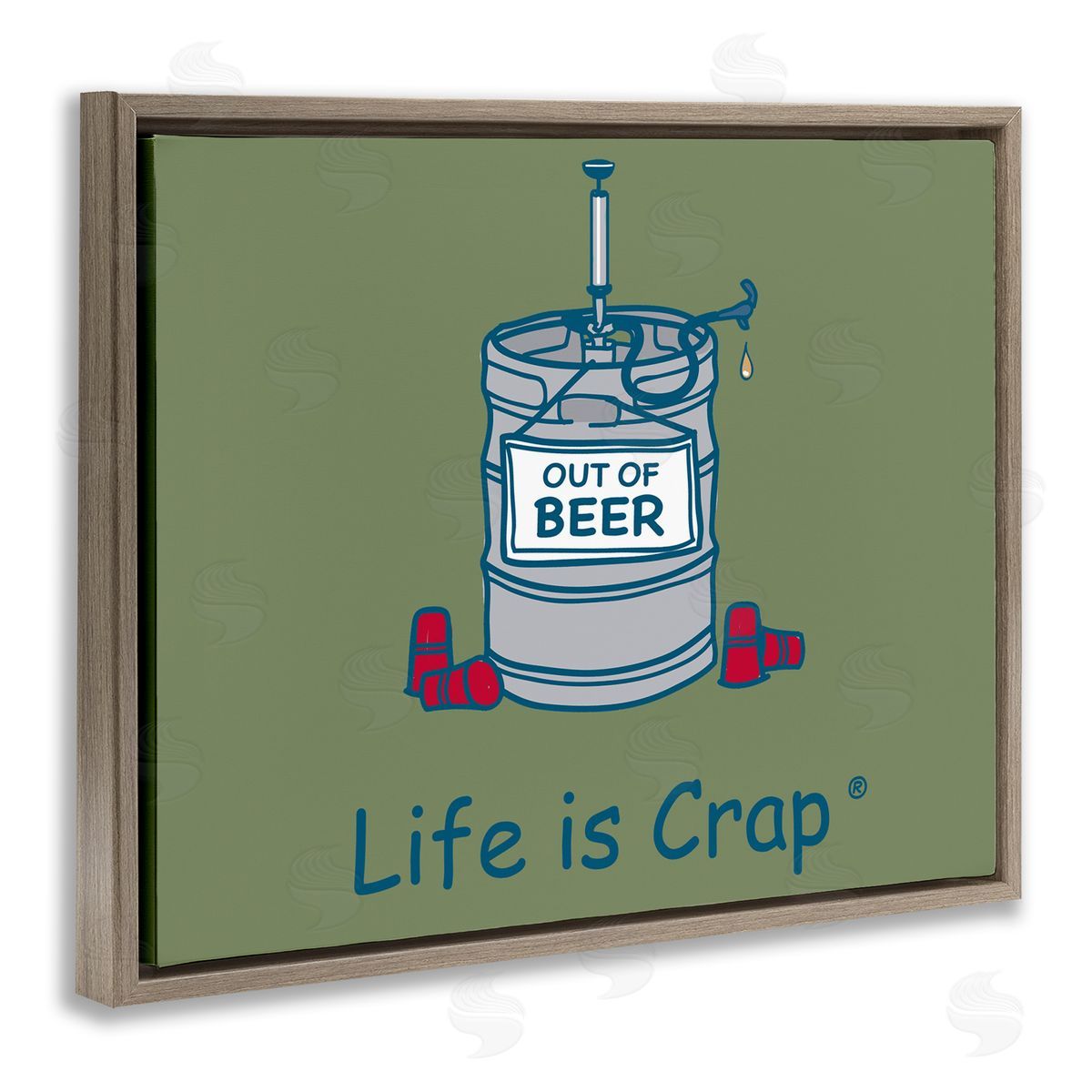 LIC Funny Empty Beer Keg Brown Floating Frame Canvas Wall Art Print