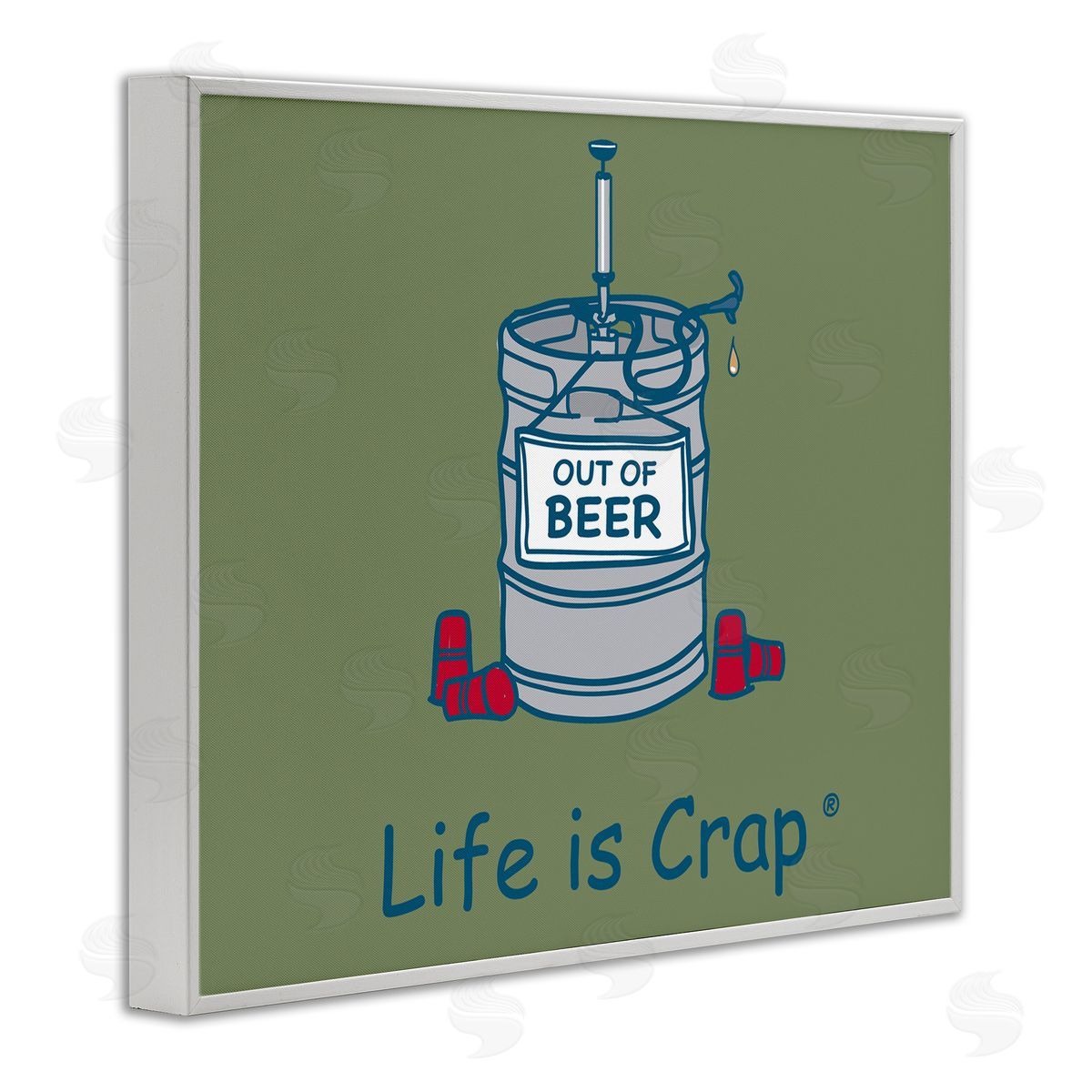 LIC Funny Empty Beer Keg White Framed Giclee Wall Art Print