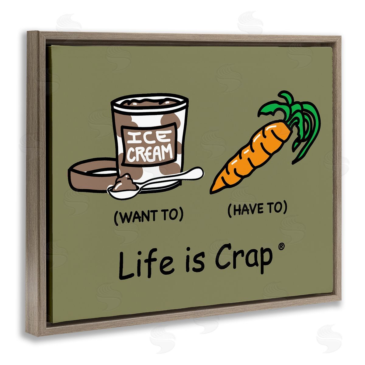 LIC Funny Diet Comparison Brown Floating Frame Canvas Wall Art Print