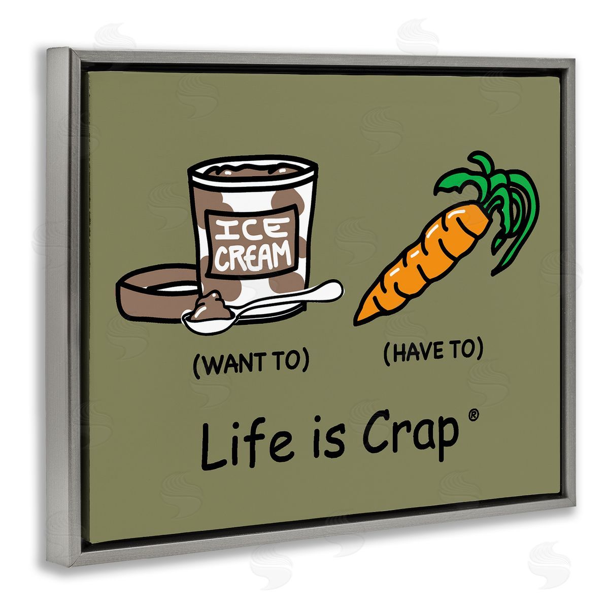 LIC Funny Diet Comparison Gray Floating Frame Canvas Wall Art Print