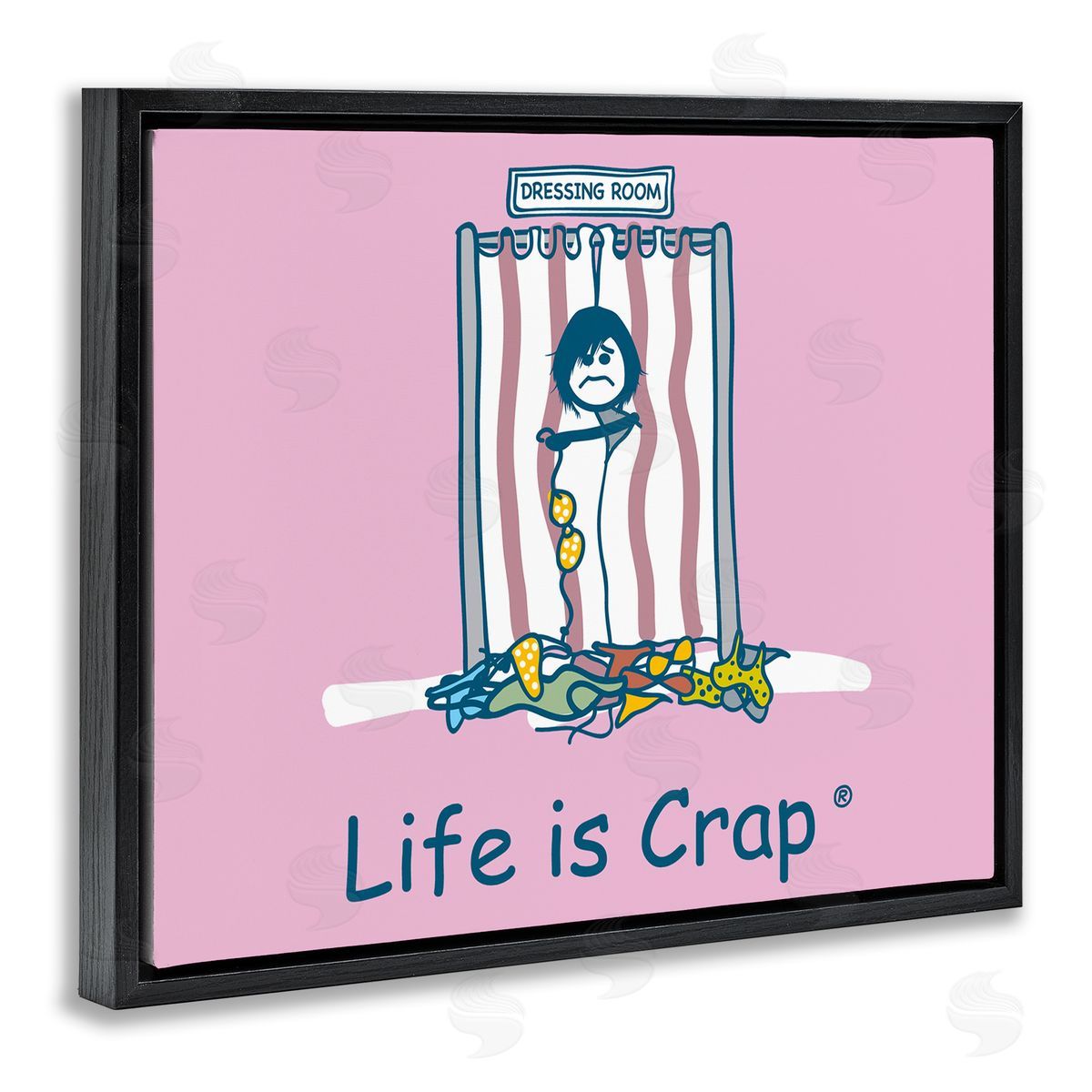 LIC Swimsuit Dressing Room Black Floating Frame Canvas Wall Art Print