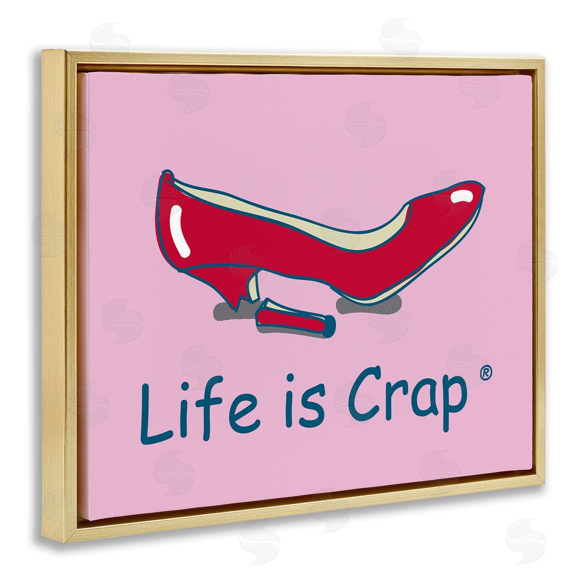 LIC Broken High Heel Gold Floating Frame Canvas Wall Art Print