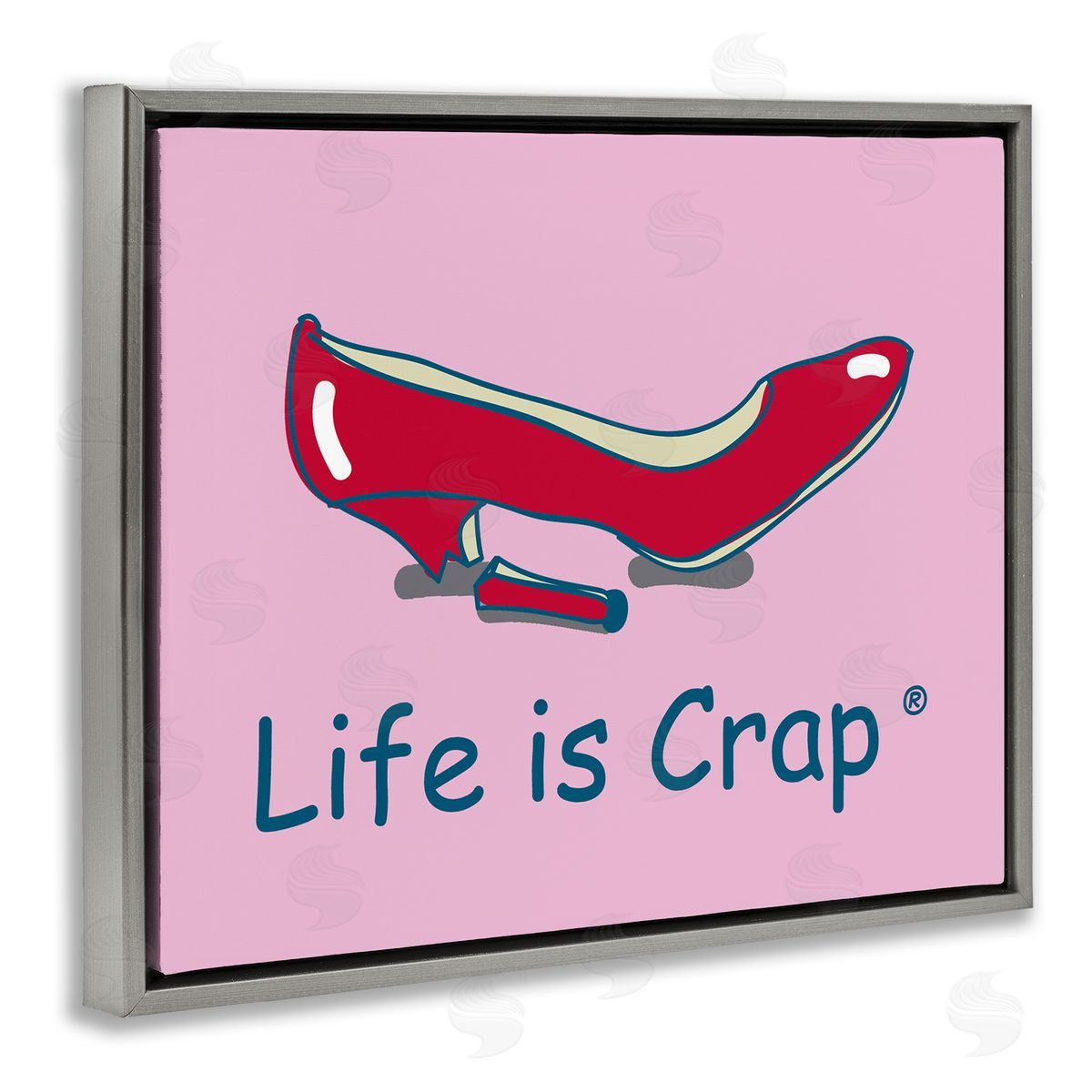 LIC Broken High Heel Gray Floating Frame Canvas Wall Art Print