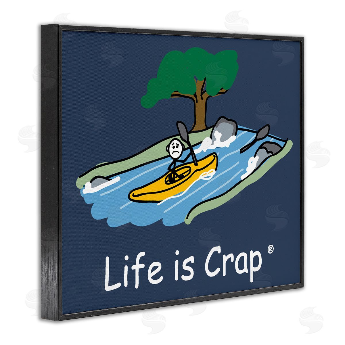 LIC Life Is Crap Kayaker Black Framed Giclee Wall Art Print