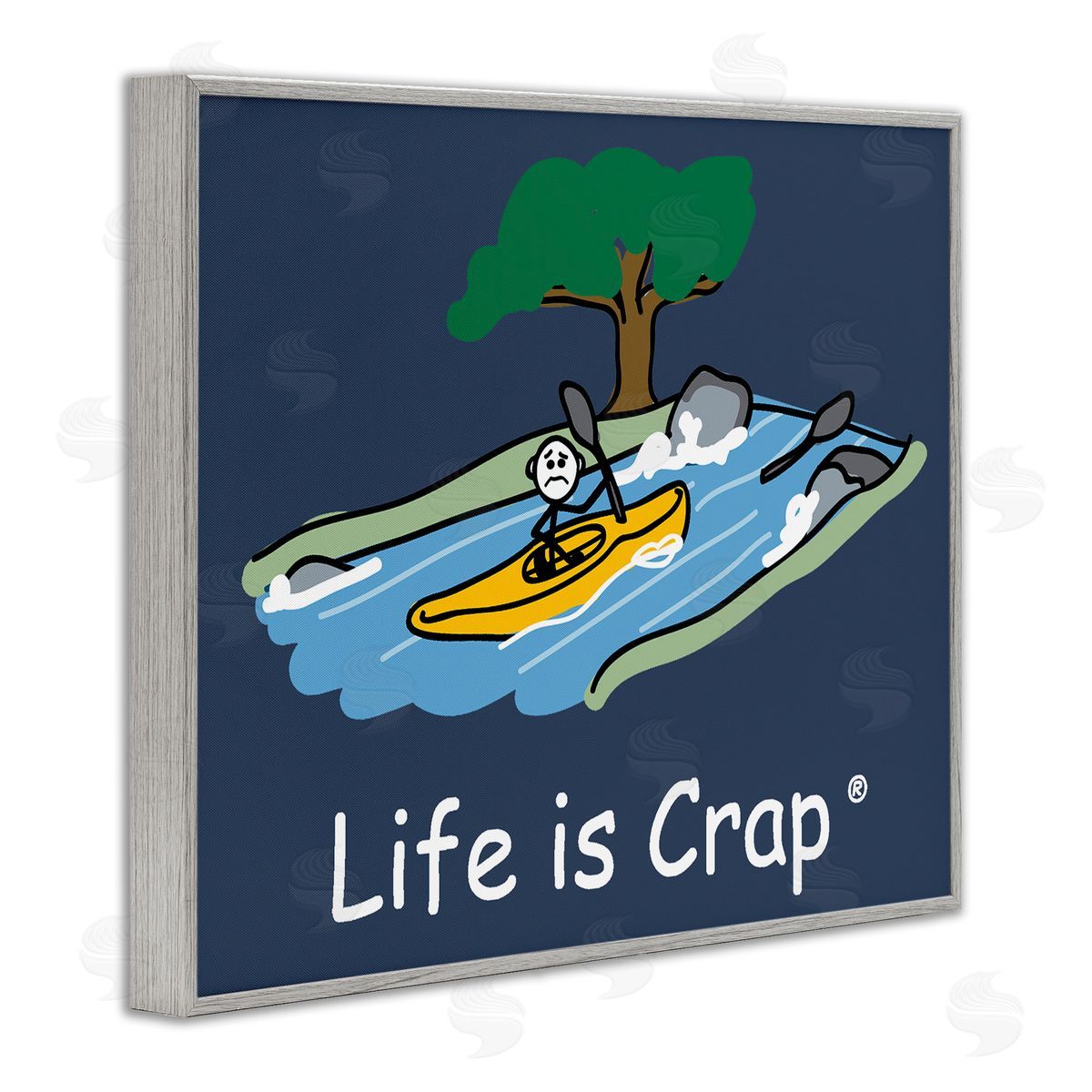 LIC Life Is Crap Kayaker Gray Framed Giclee Wall Art Print