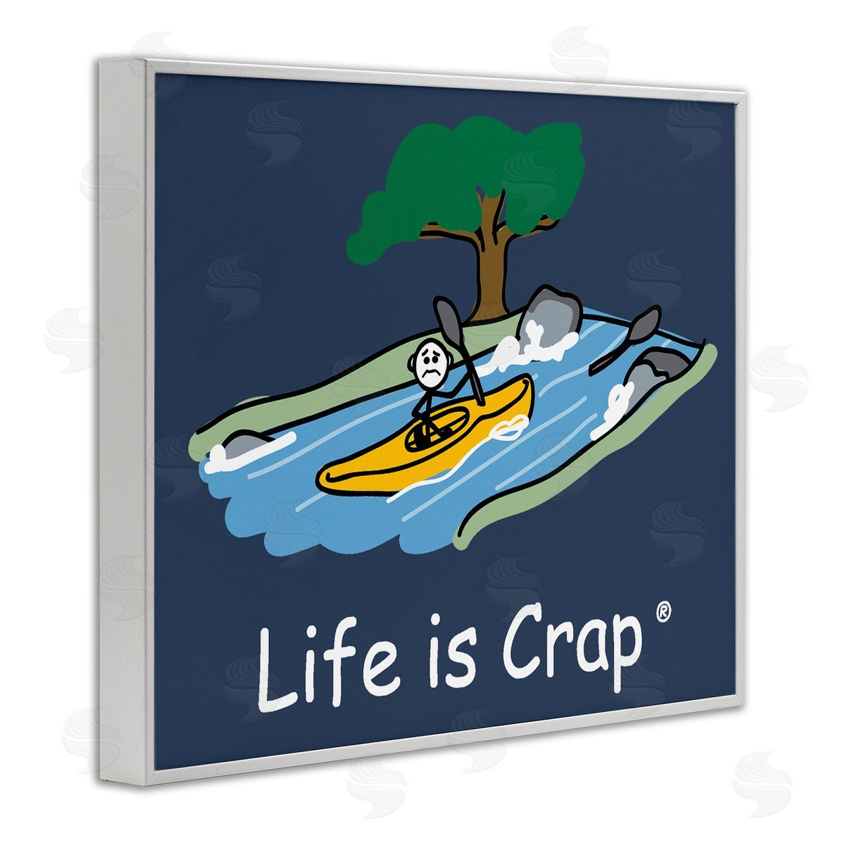 LIC Life Is Crap Kayaker White Framed Giclee Wall Art Print