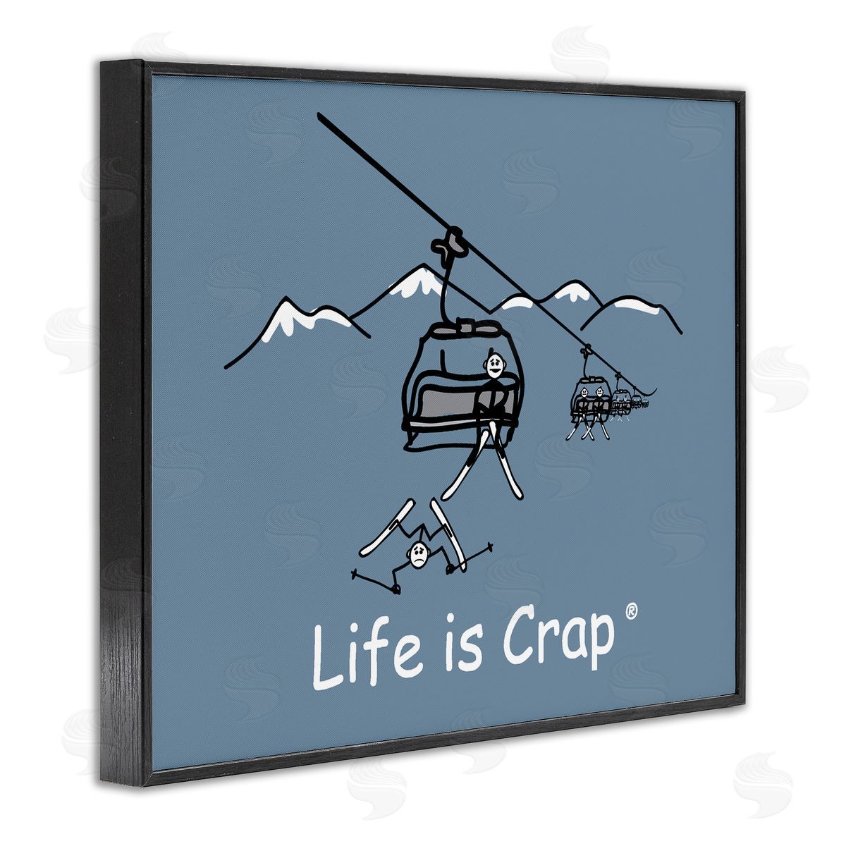LIC Falling Ski Lift Black Framed Giclee Wall Art Print