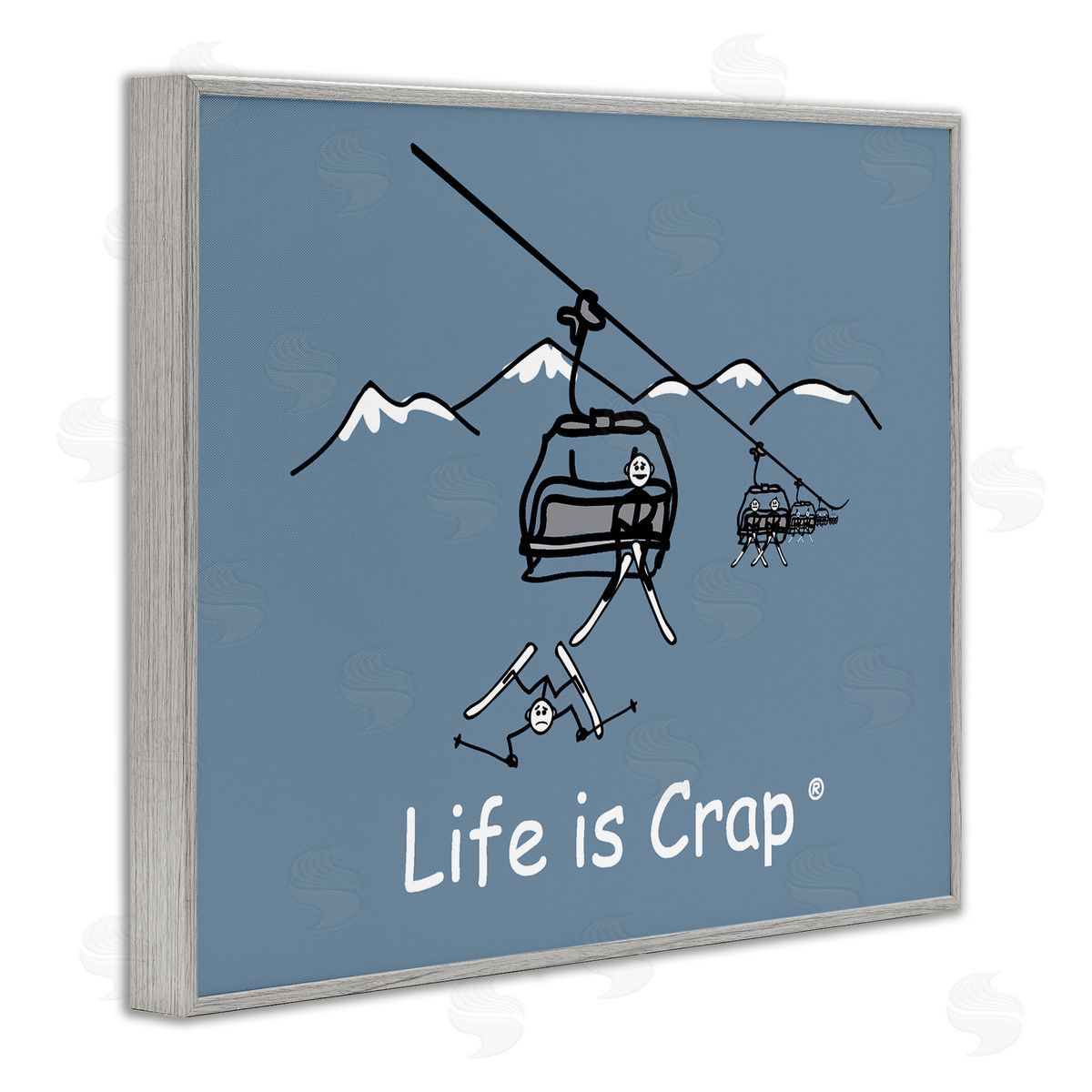 LIC Falling Ski Lift Gray Framed Giclee Wall Art Print