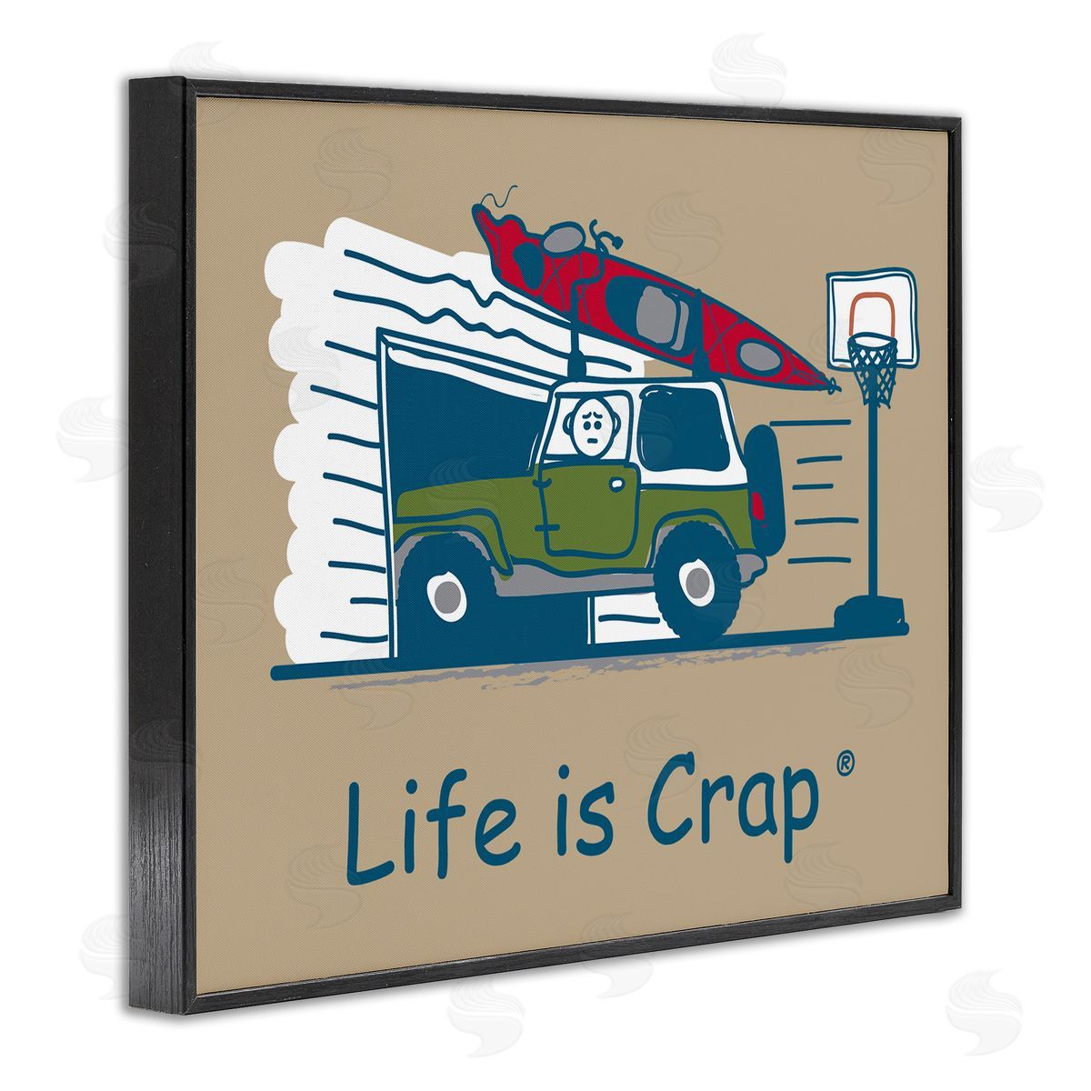 LIC Kayak and Garage Black Framed Giclee Wall Art Print