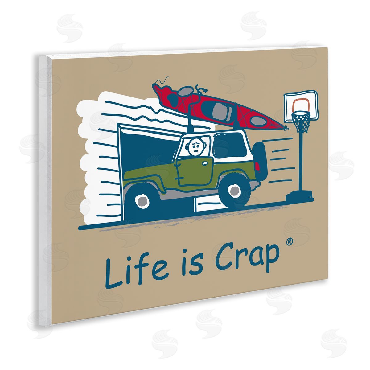 LIC Kayak and Garage Wooden Wall Plaque Art Print