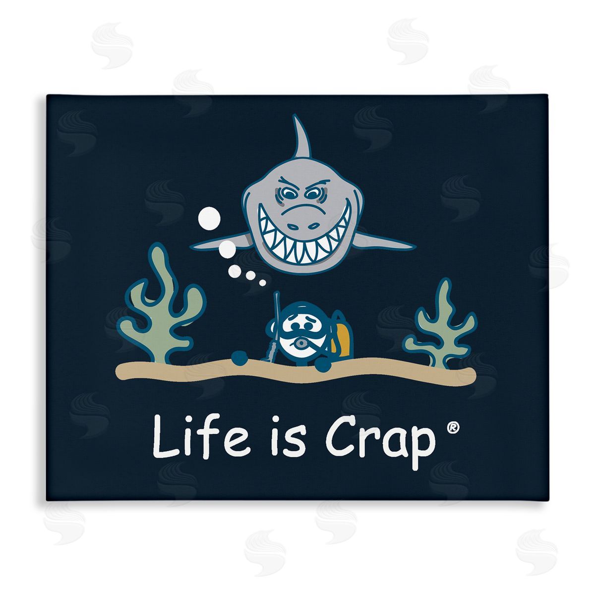 LIC Scary Scuba Shark Canvas Wall Art Print