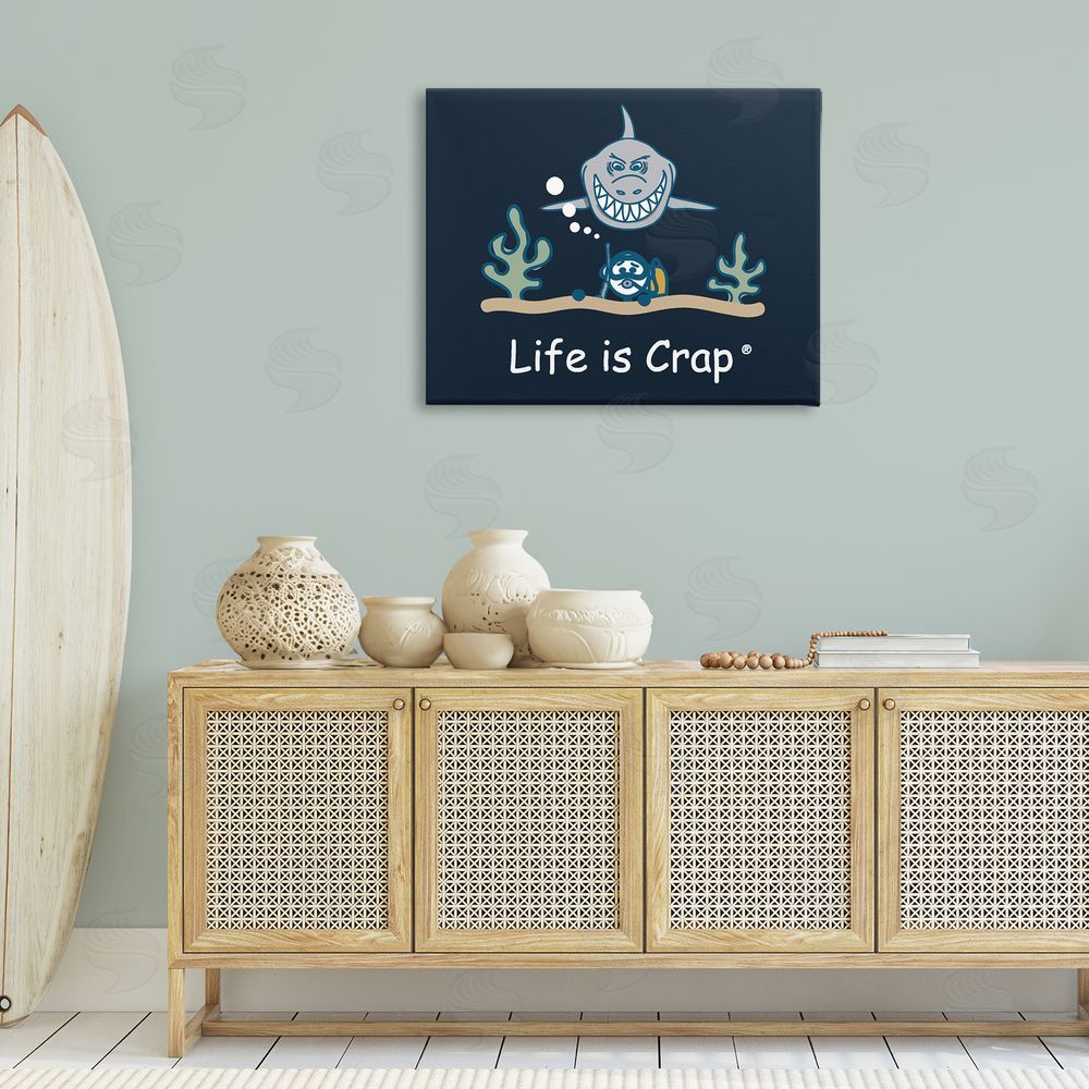 LIC Scary Scuba Shark Canvas Wall Art Print in Room