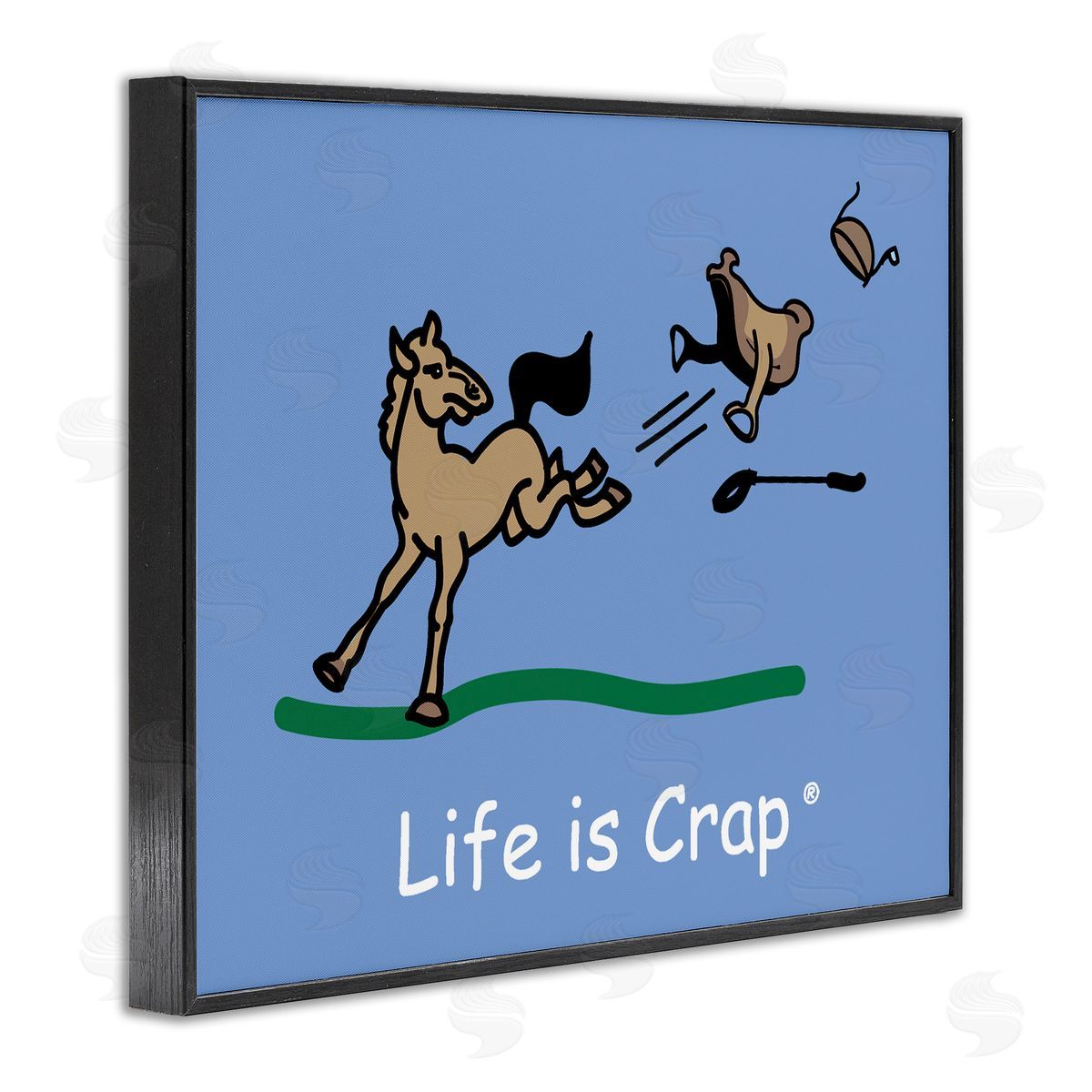 LIC Horse Kicking Saddle Black Framed Giclee Wall Art Print