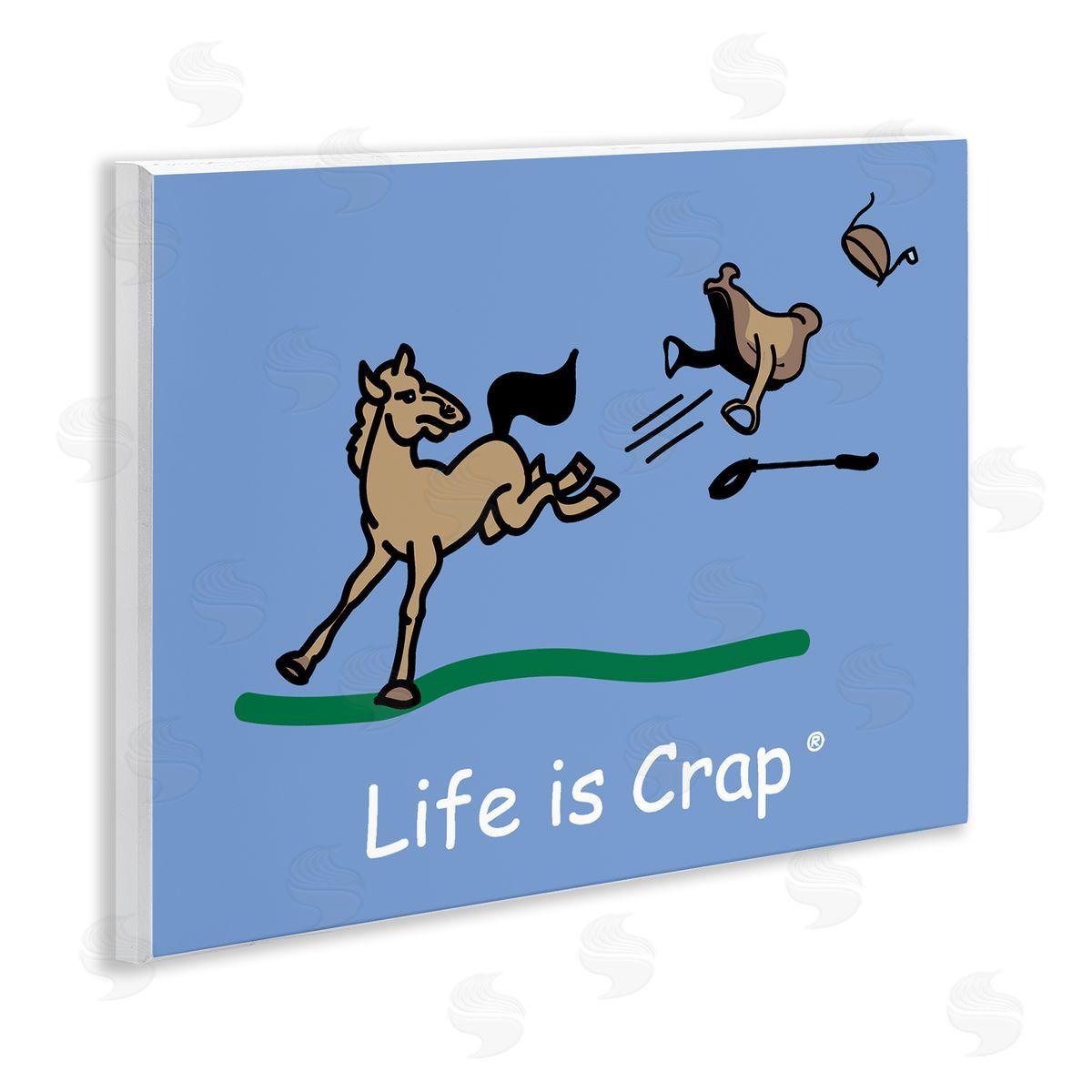 LIC Horse Kicking Saddle Wooden Wall Plaque Art Print
