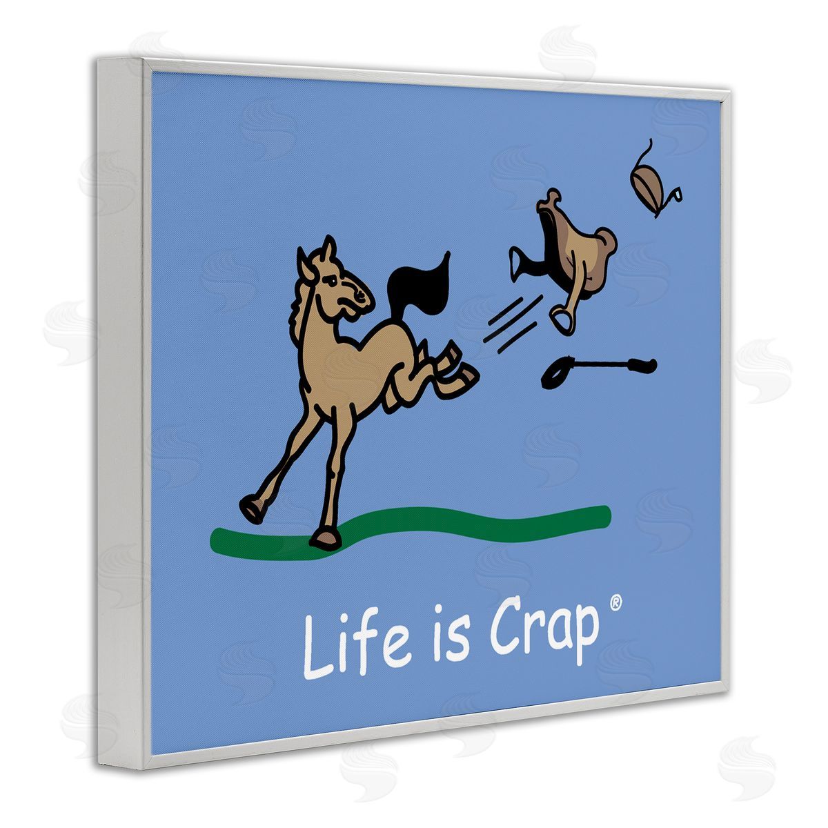 LIC Horse Kicking Saddle White Framed Giclee Wall Art Print