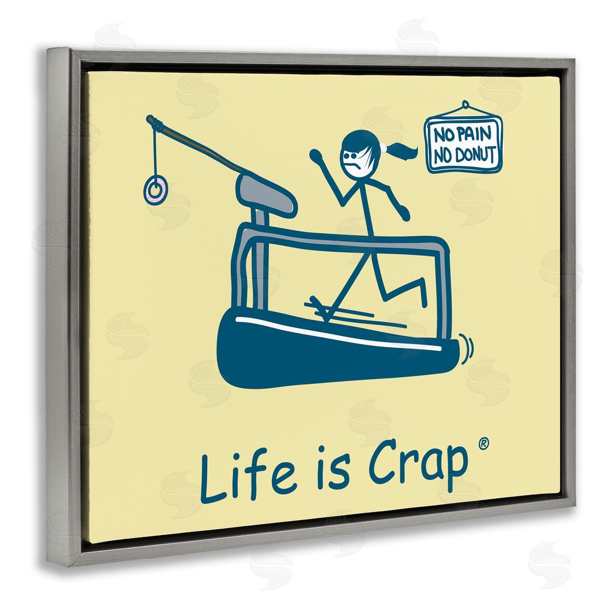 LIC No Pain or Donut Gray Floating Frame Canvas Wall Art Print