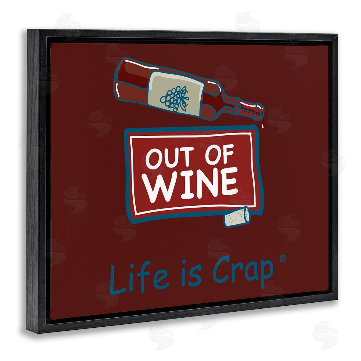 LIC Out Of Wine Bottle Black Floating Frame Canvas Wall Art Print