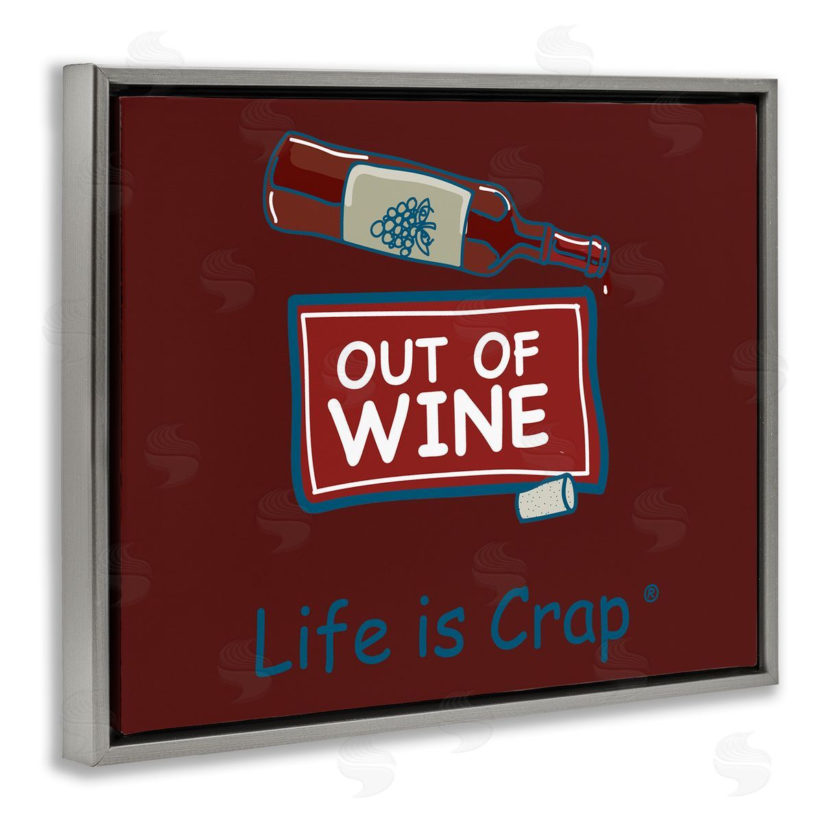 LIC Out Of Wine Bottle Gray Floating Frame Canvas Wall Art Print