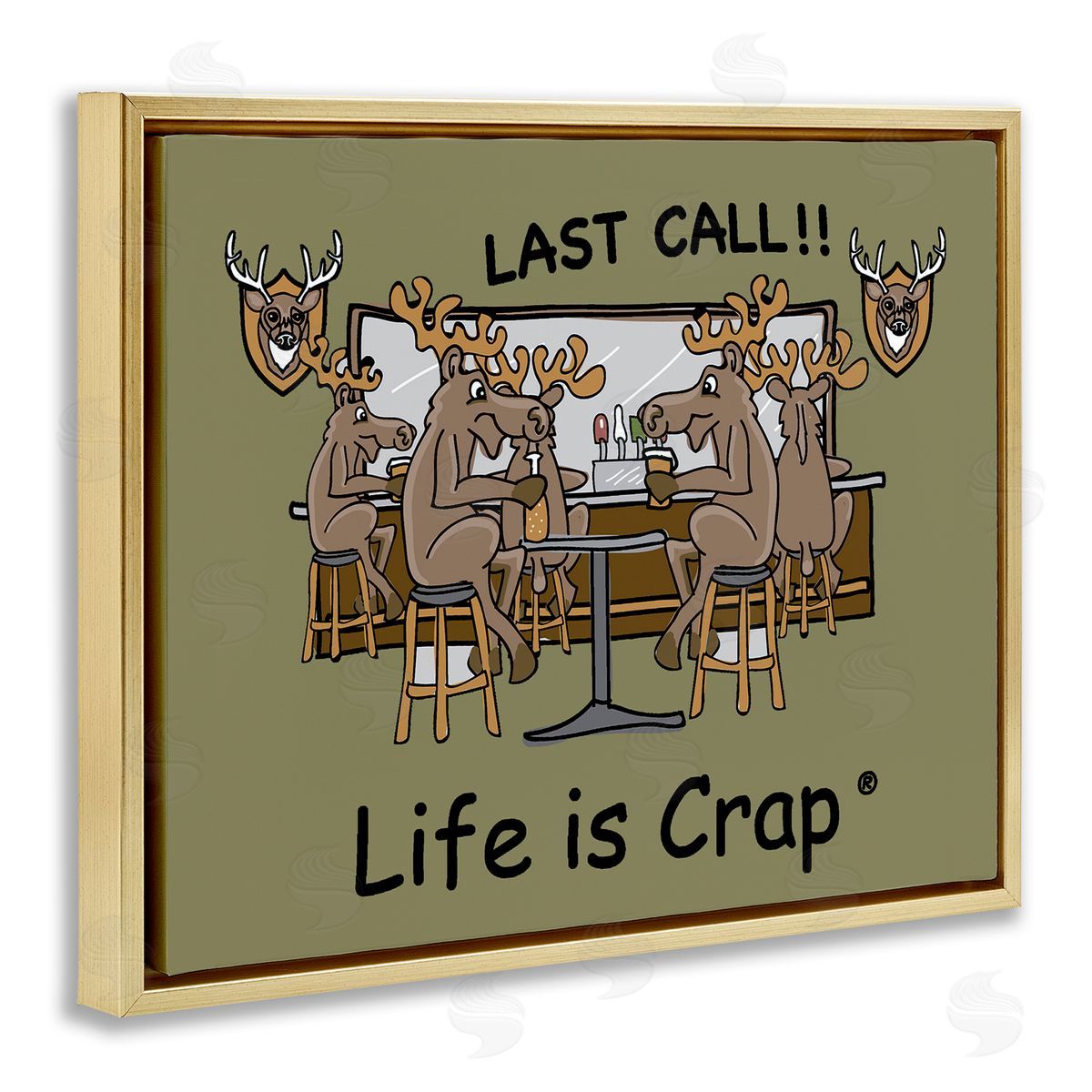 LIC Last Call at Bar Gold Floating Frame Canvas Wall Art Print