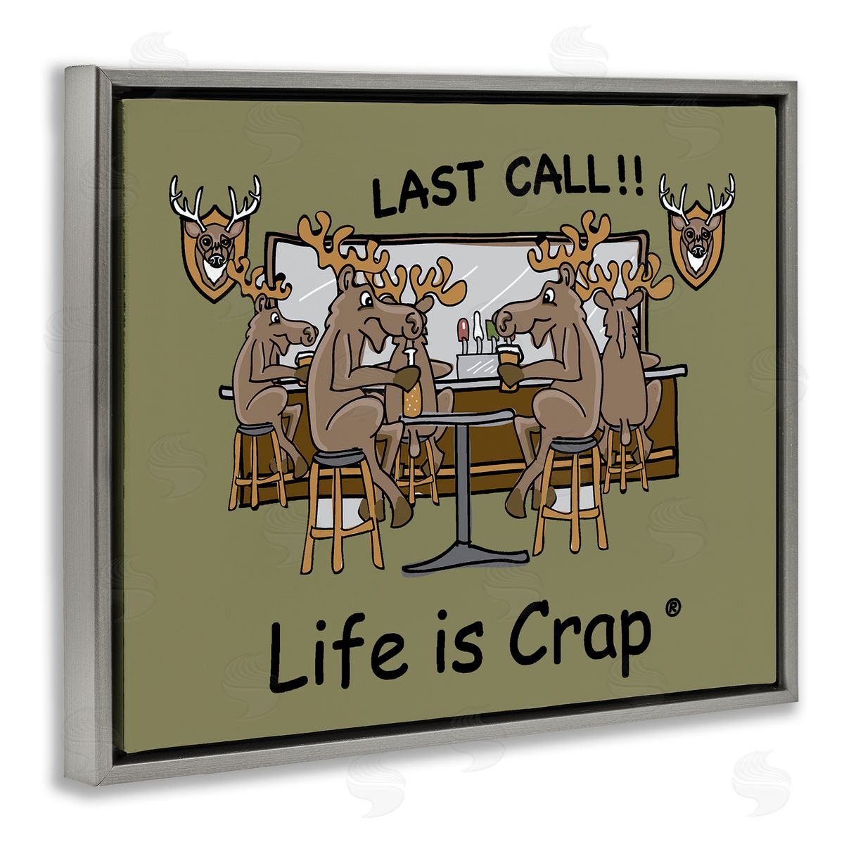 LIC Last Call at Bar Gray Floating Frame Canvas Wall Art Print