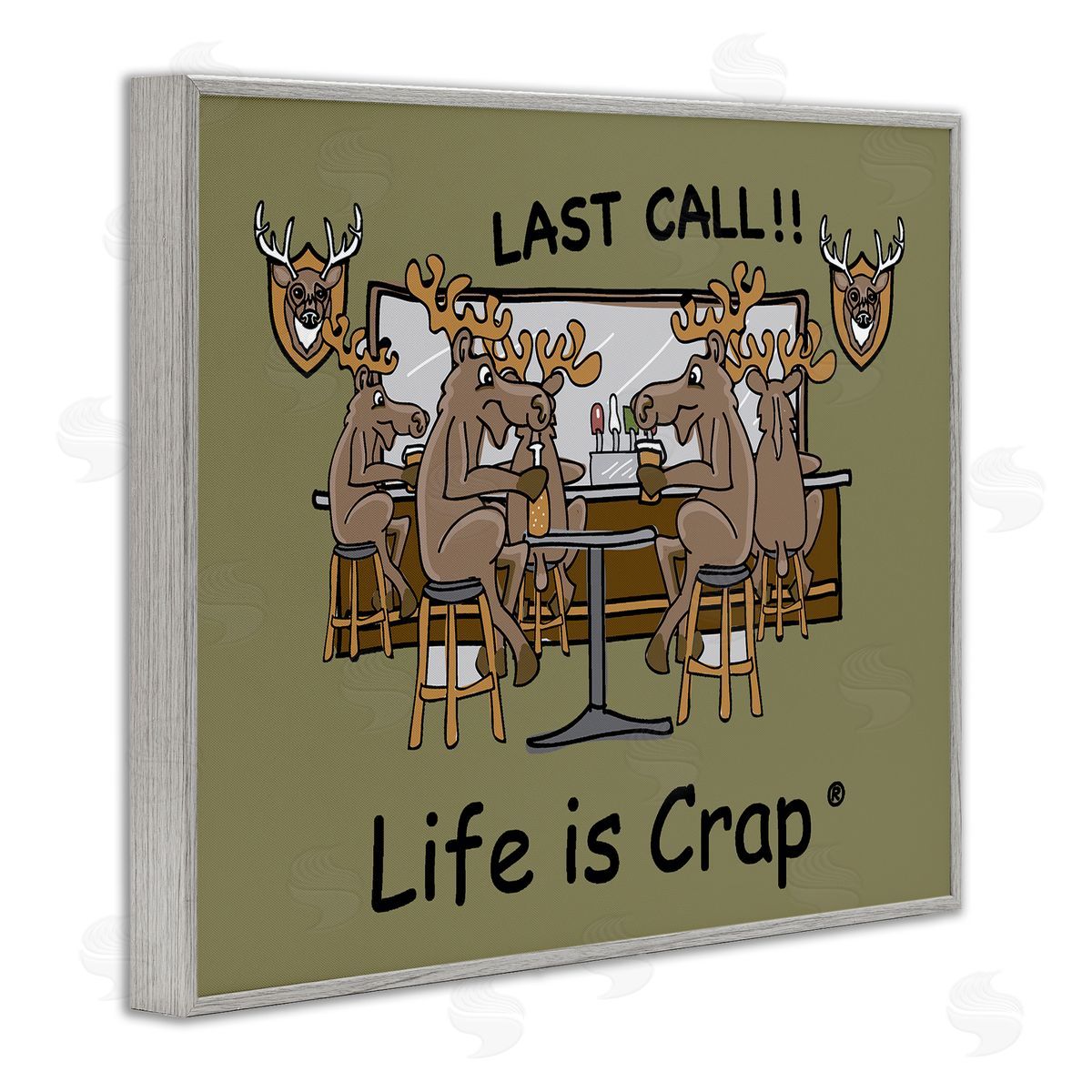 LIC Last Call at Bar Gray Framed Giclee Wall Art Print