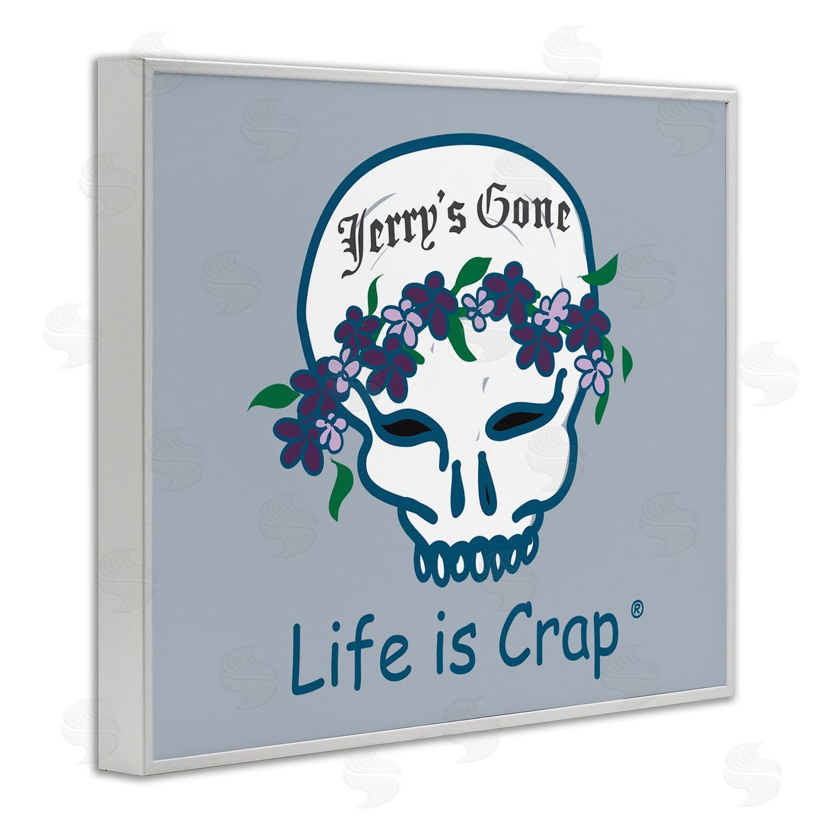 LIC Jerry's Gone Skull White Framed Giclee Wall Art Print