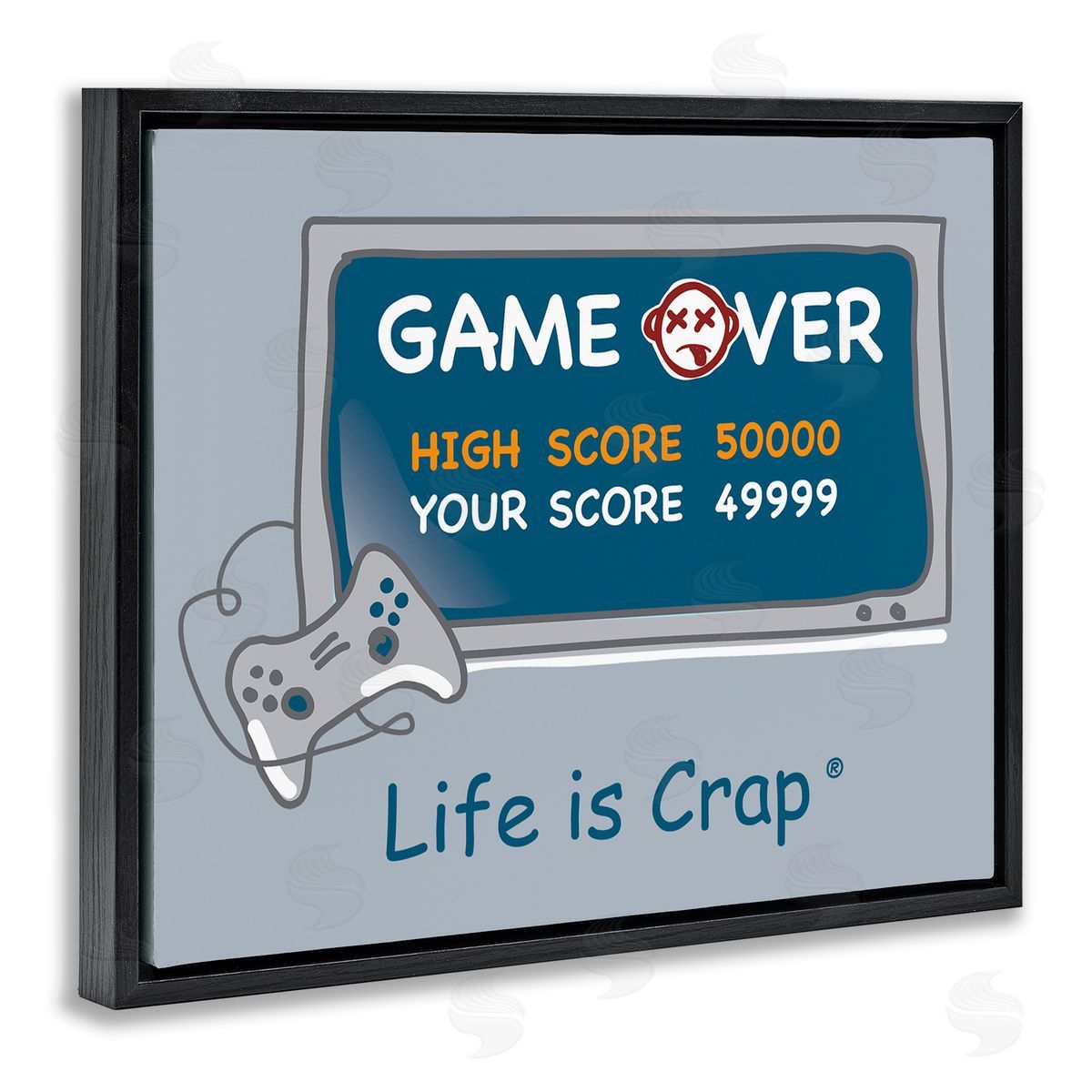 LIC Close Score Game Over Black Floating Frame Canvas Wall Art Print