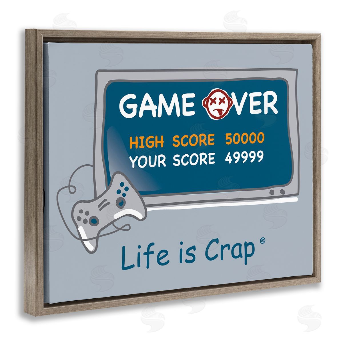 LIC Close Score Game Over Brown Floating Frame Canvas Wall Art Print