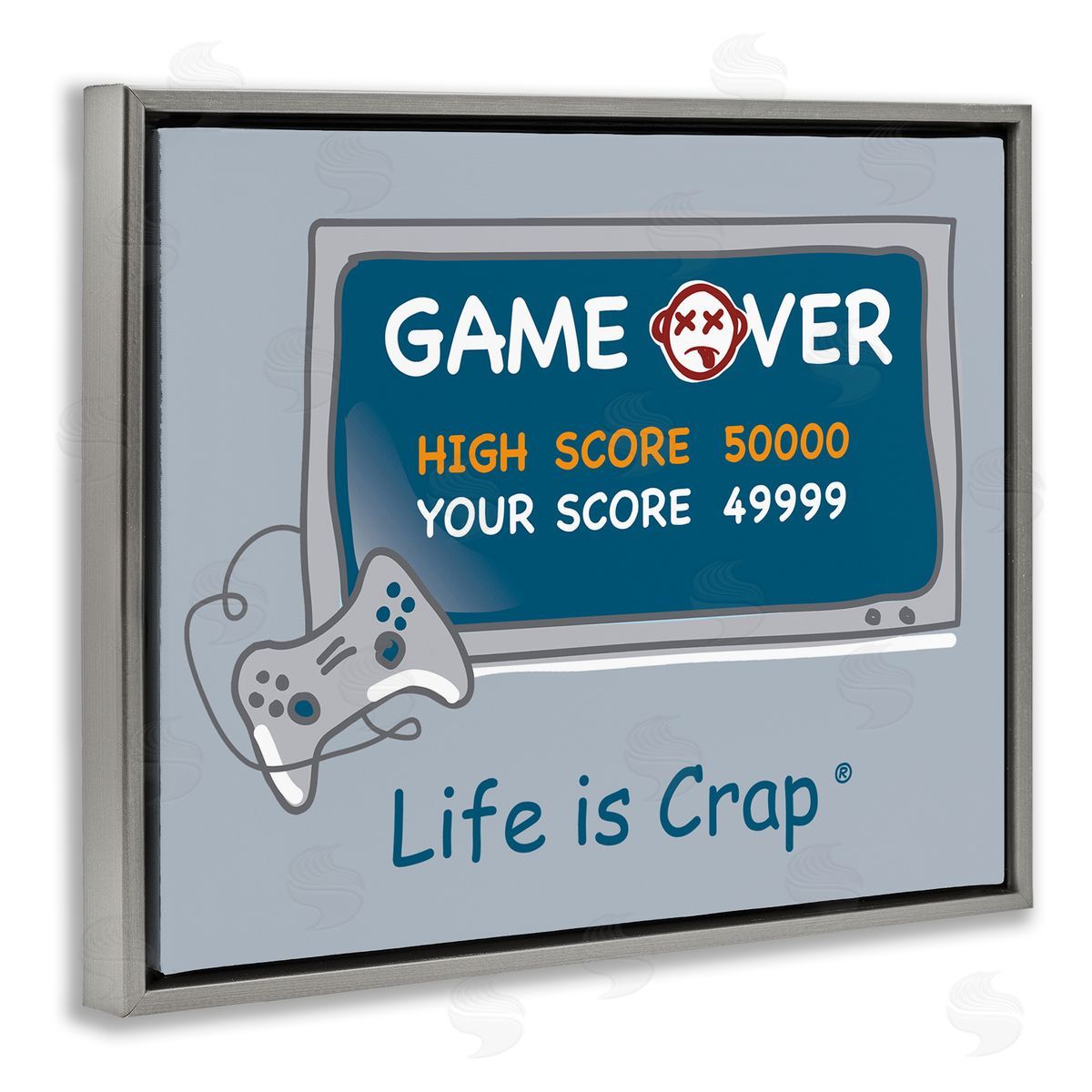 LIC Close Score Game Over Gray Floating Frame Canvas Wall Art Print