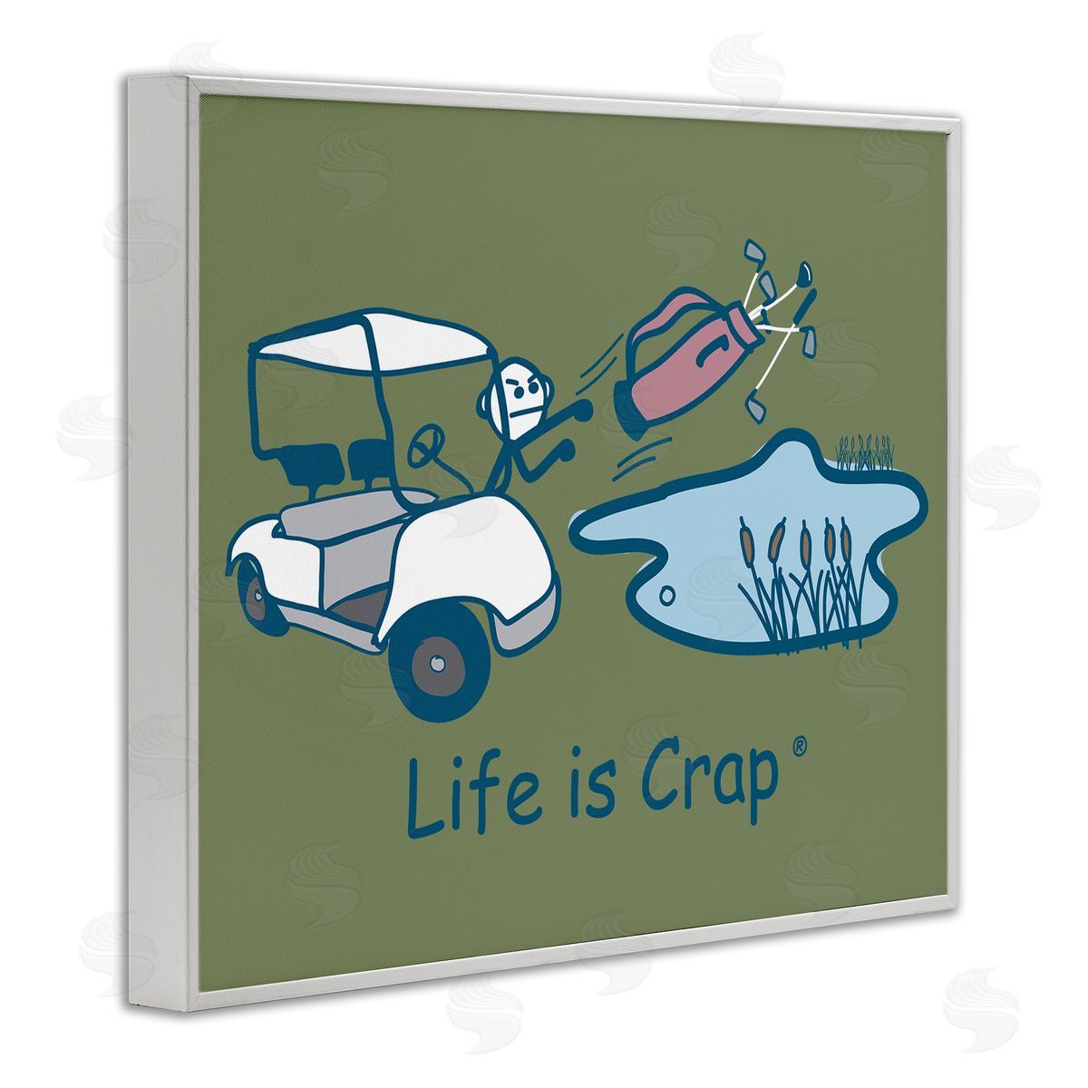 LIC Throwing Golf Clubs White Framed Giclee Wall Art Print
