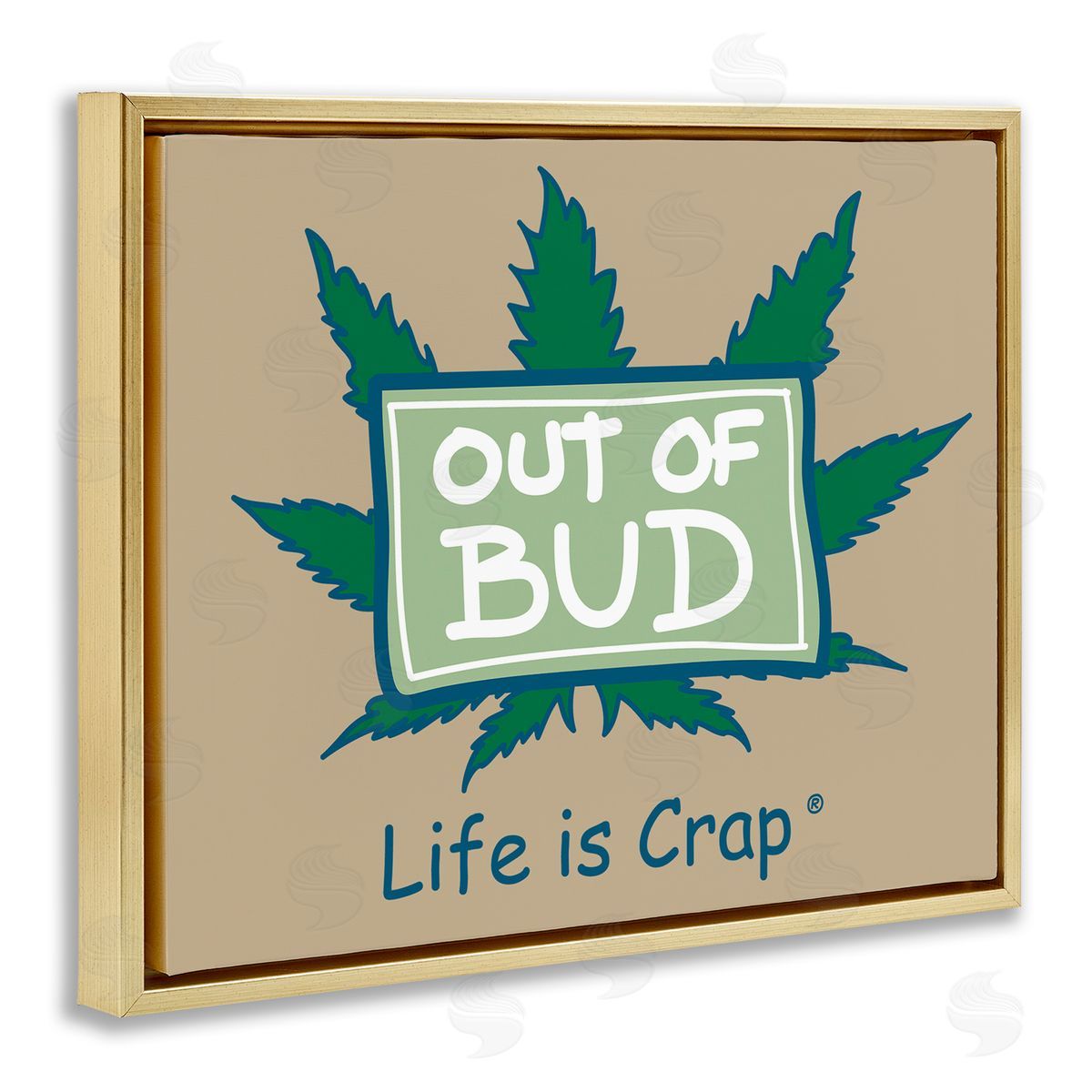 LIC Funny Out Of Bud Gold Floating Frame Canvas Wall Art Print
