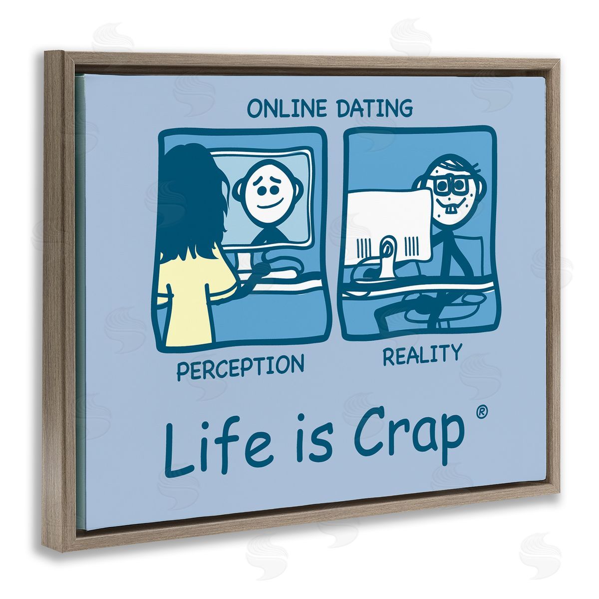 LIC Perception and Reality Dating Brown Floating Frame Canvas Wall Art Print