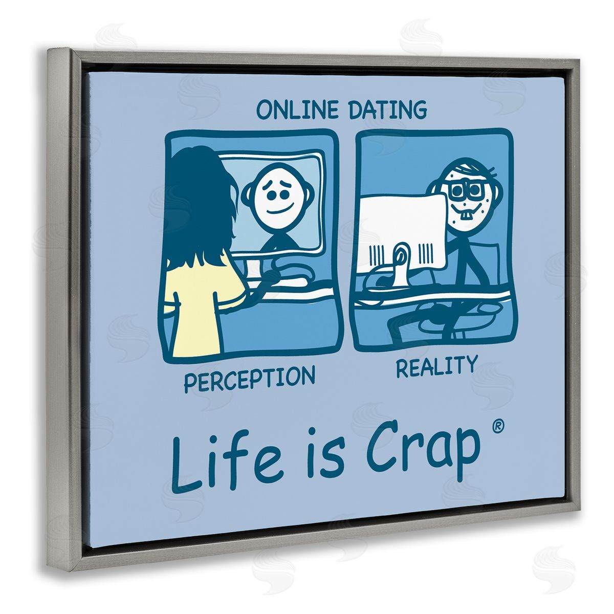 LIC Perception and Reality Dating Gray Floating Frame Canvas Wall Art Print