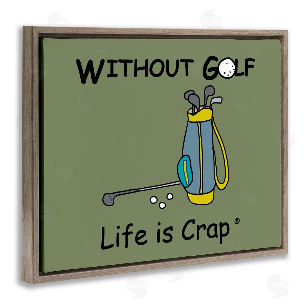LIC Life Crap Without Golf Brown Floating Frame Canvas Wall Art Print