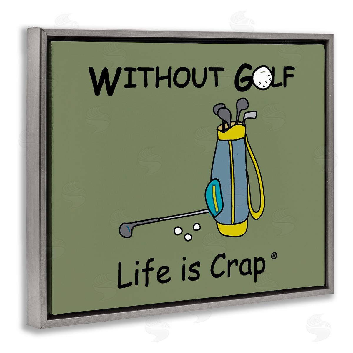 LIC Life Crap Without Golf Gray Floating Frame Canvas Wall Art Print