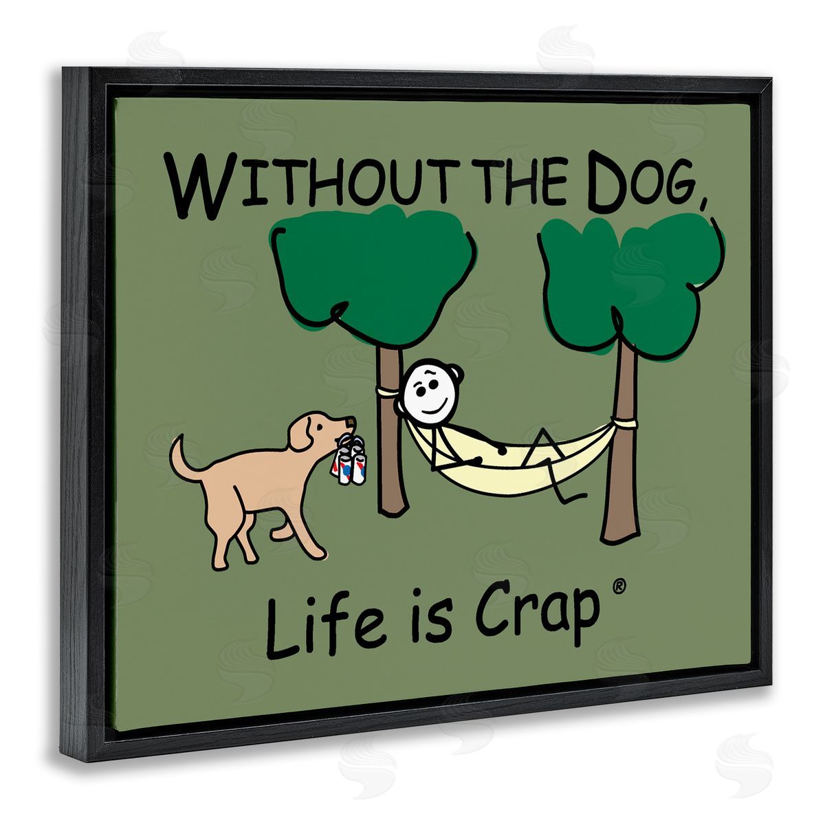 LIC Life Crap Without Dog Black Floating Frame Canvas Wall Art Print
