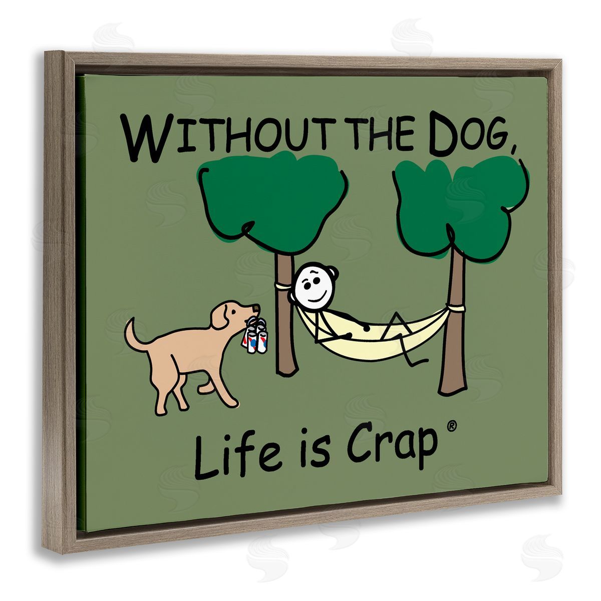 LIC Life Crap Without Dog Brown Floating Frame Canvas Wall Art Print