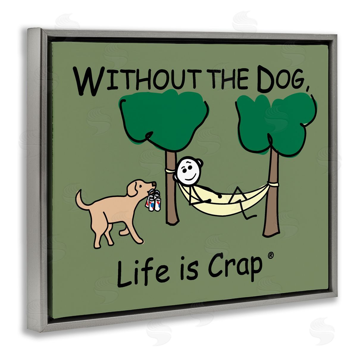 LIC Life Crap Without Dog Gray Floating Frame Canvas Wall Art Print