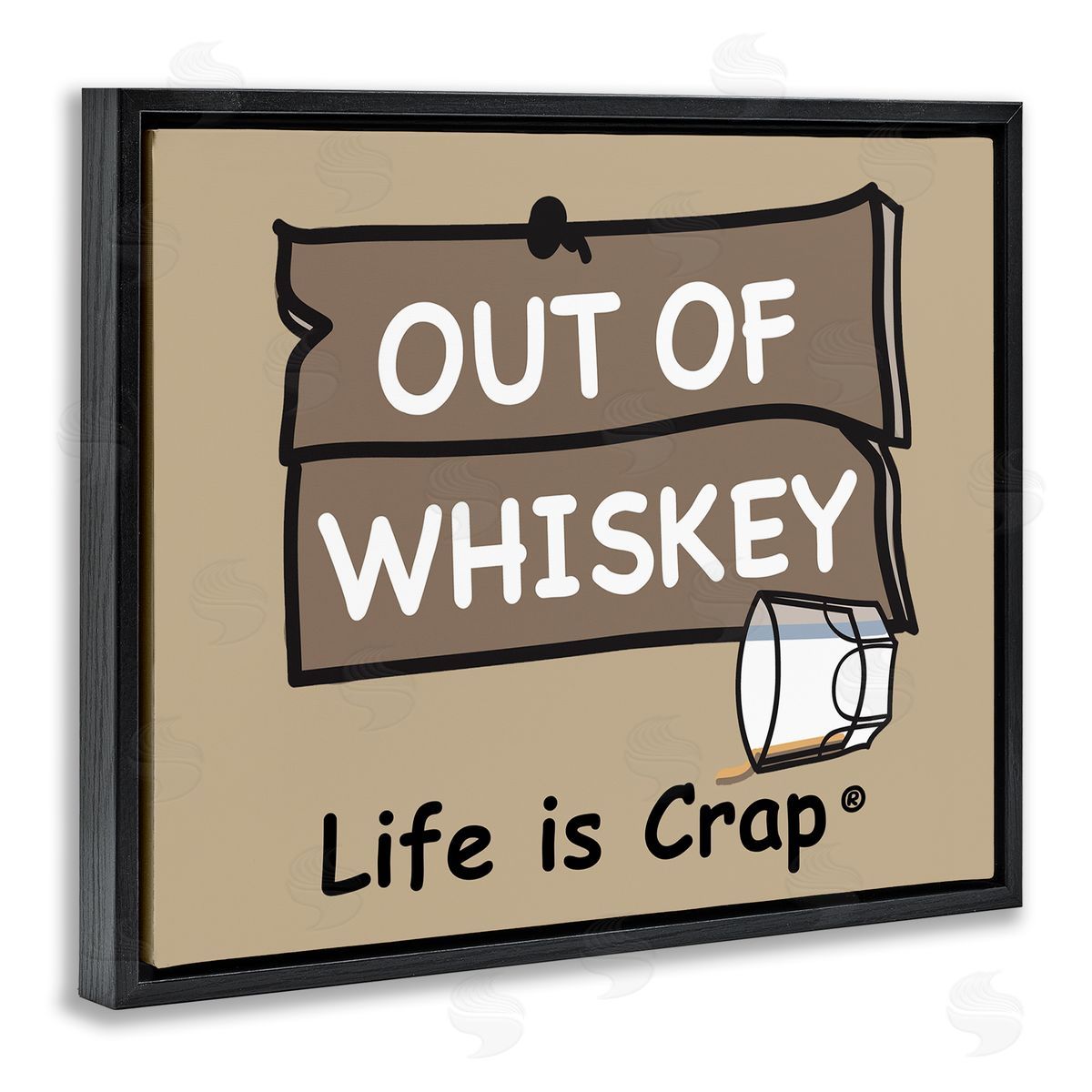 LIC Out Of Whiskey Black Floating Frame Canvas Wall Art Print