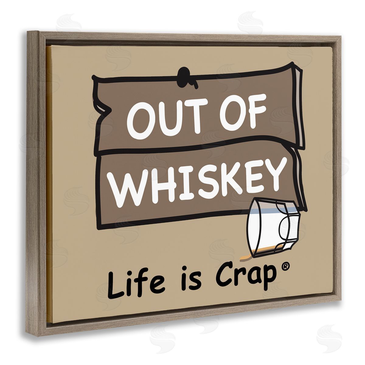 LIC Out Of Whiskey Brown Floating Frame Canvas Wall Art Print