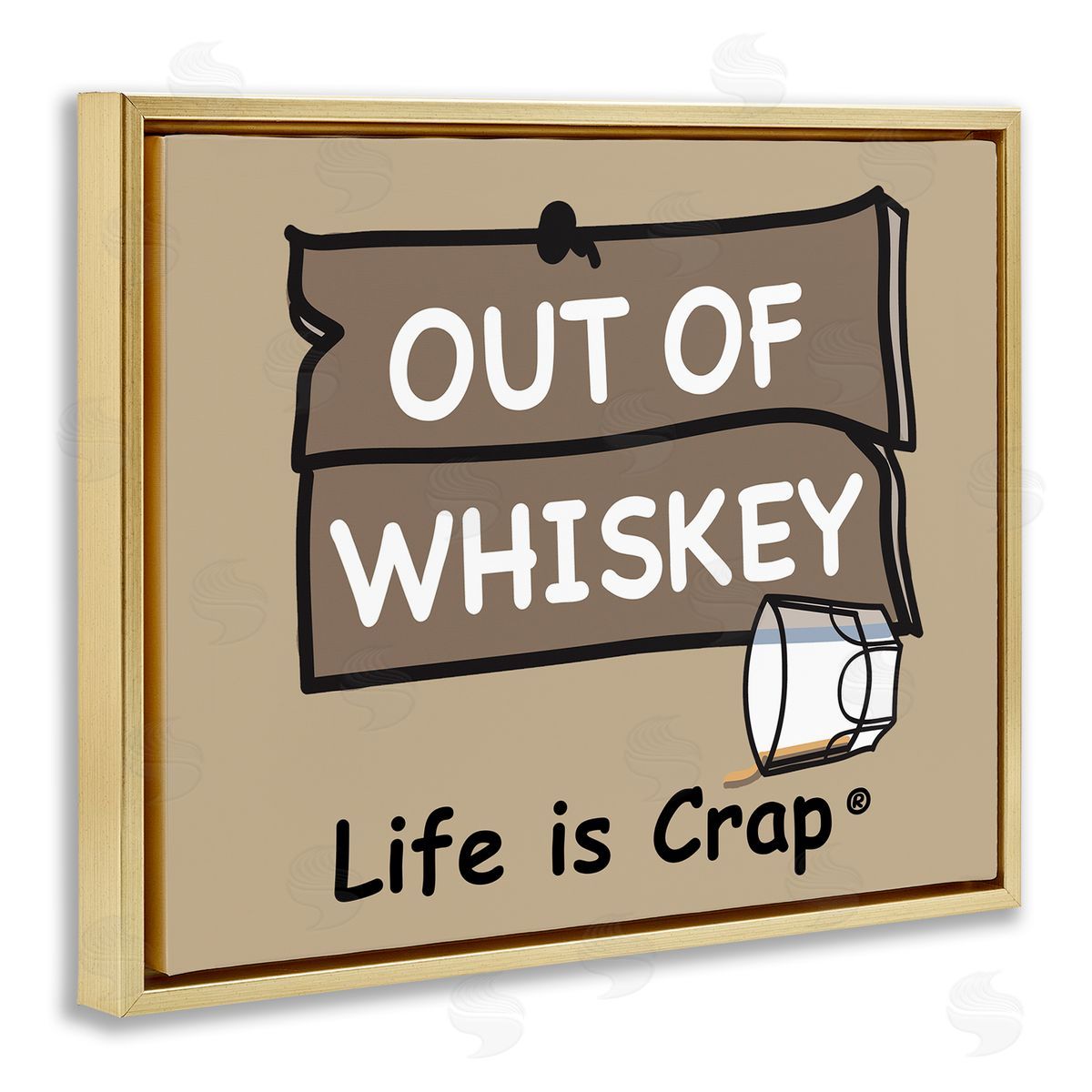 LIC Out Of Whiskey Gold Floating Frame Canvas Wall Art Print