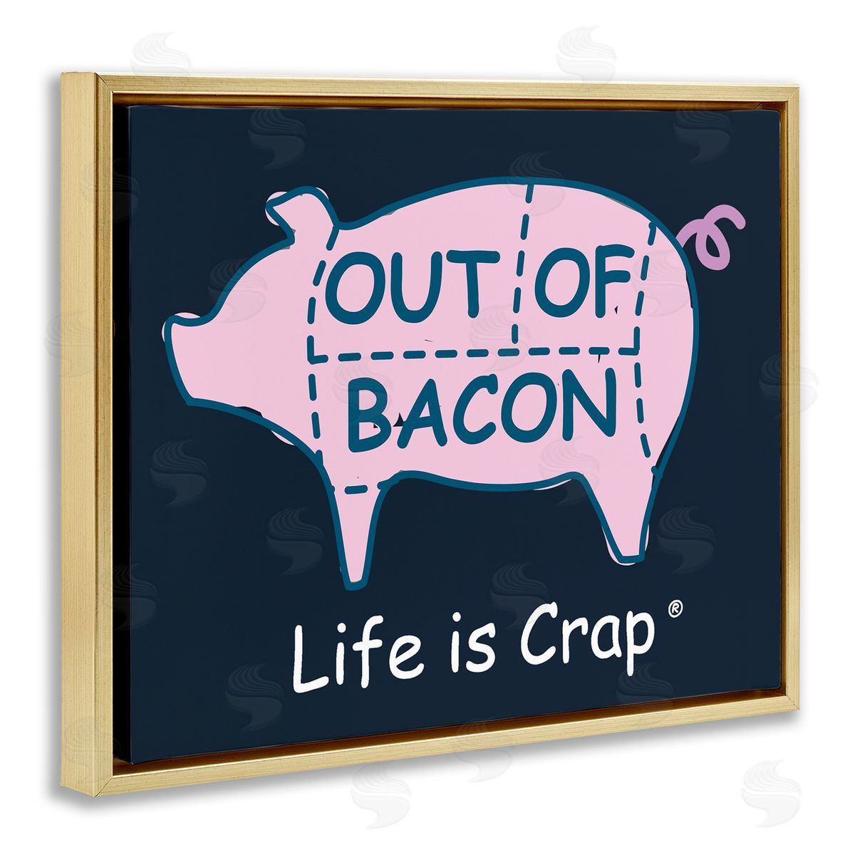 LIC Funny Out Of Bacon Gold Floating Frame Canvas Wall Art Print
