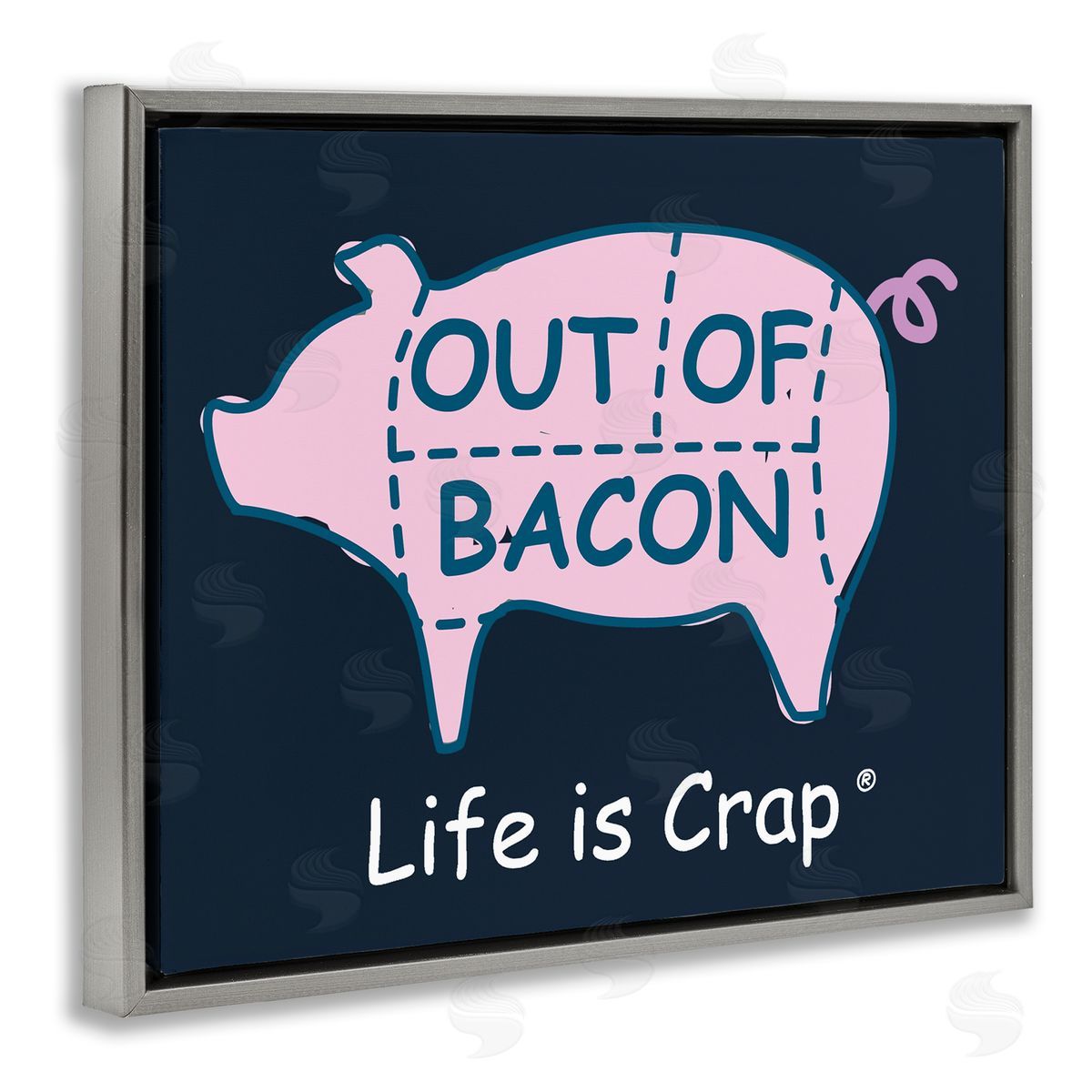 LIC Funny Out Of Bacon Gray Floating Frame Canvas Wall Art Print