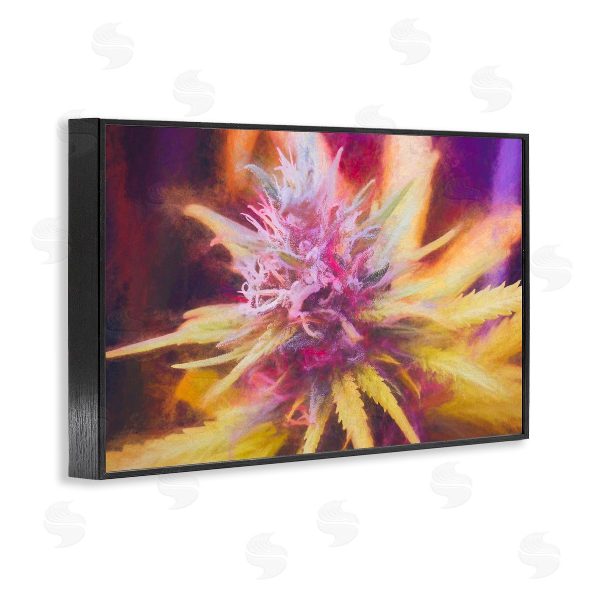 LIH Chalk Cannabis Flower Black Framed Giclee Wall Art Print
