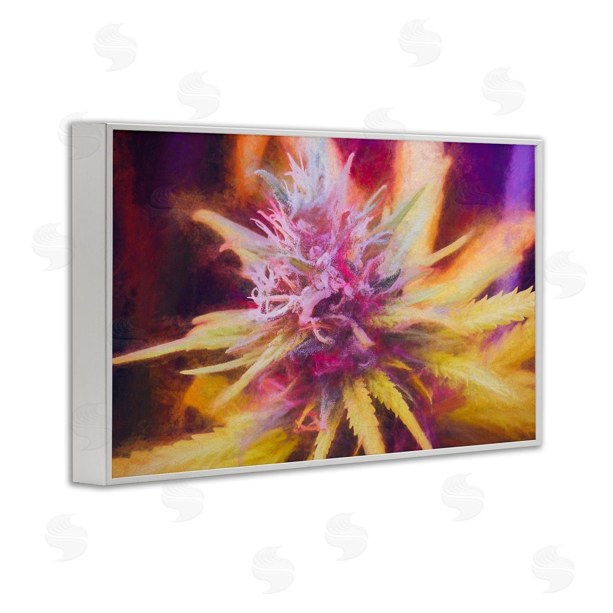 LIH Chalk Cannabis Flower White Framed Giclee Wall Art Print