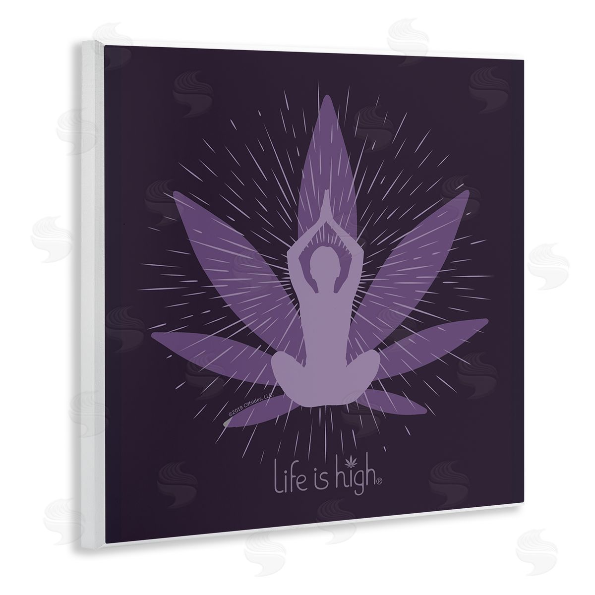 LIH Meditating Mindful Plant Wooden Wall Plaque Art Print