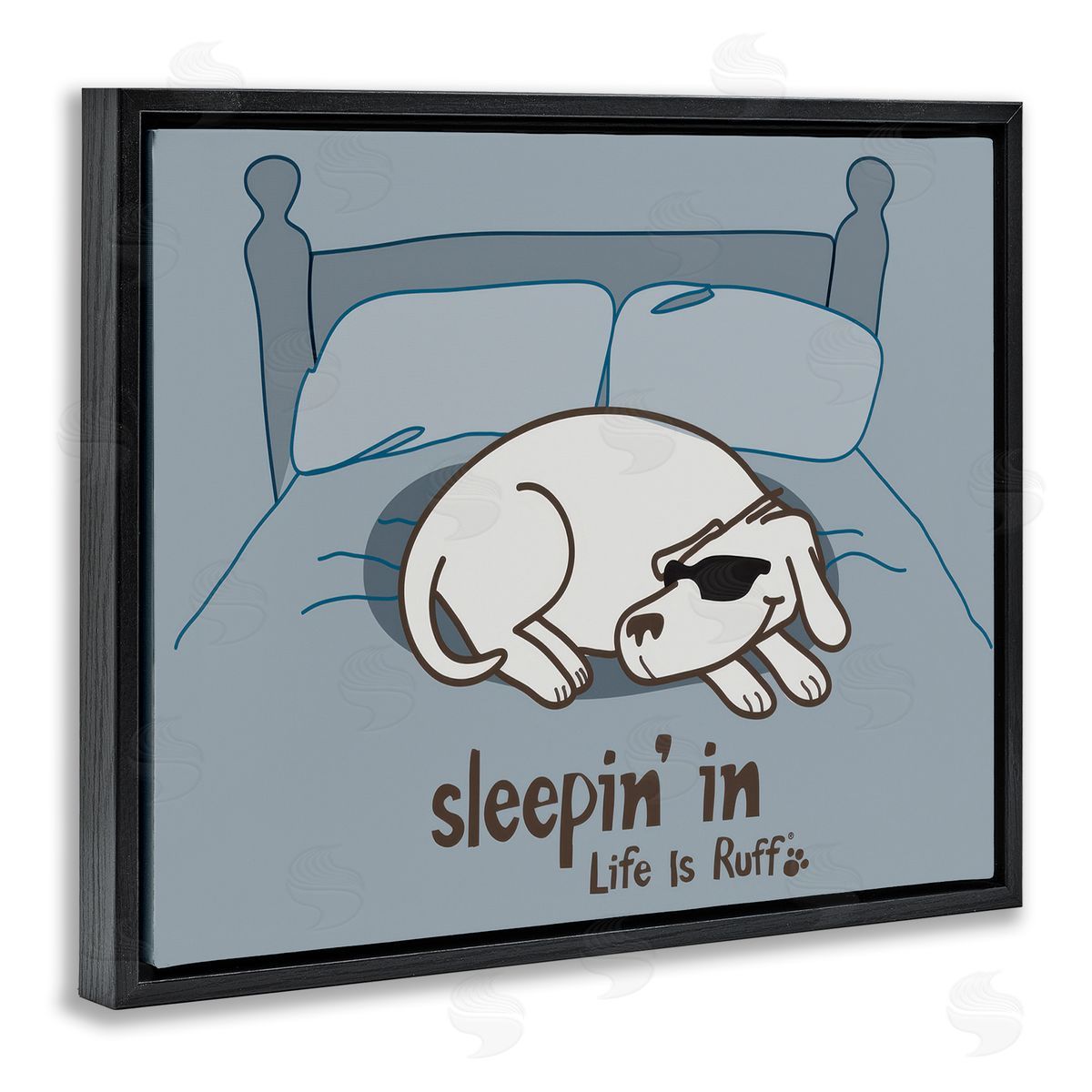 Sleeping In Dog Black Floating Frame Canvas Wall Art, Home Decor by LIR