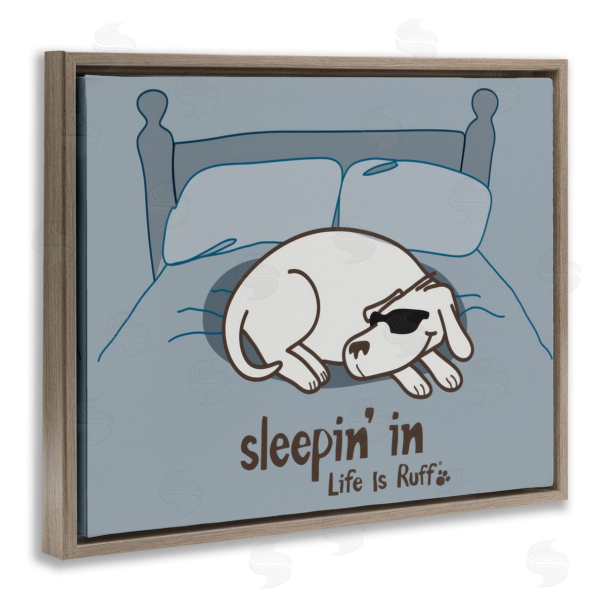 Sleeping In Dog Brown Floating Frame Canvas Wall Art, Home Decor by LIR