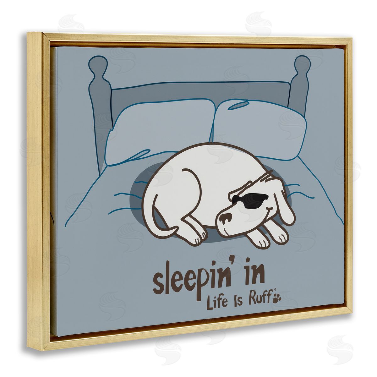 Sleeping In Dog Gold Floating Frame Canvas Wall Art, Home Decor by LIR